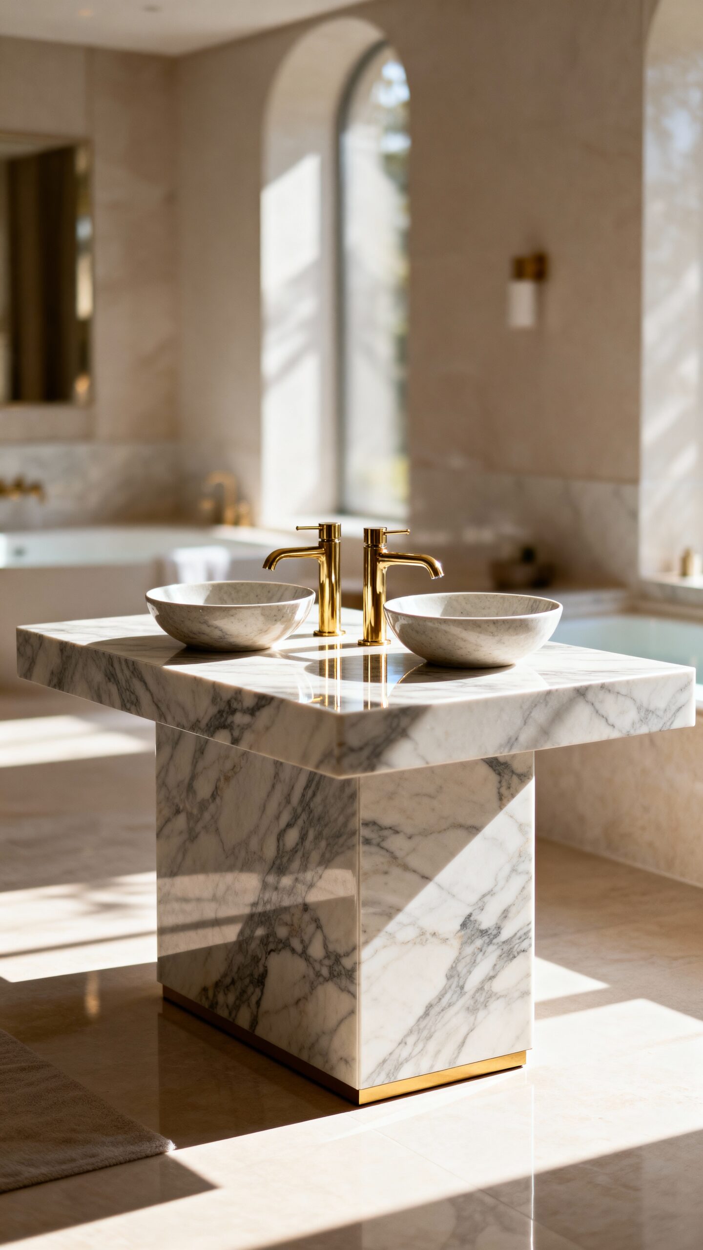 commanding statement making bathroom vanity island