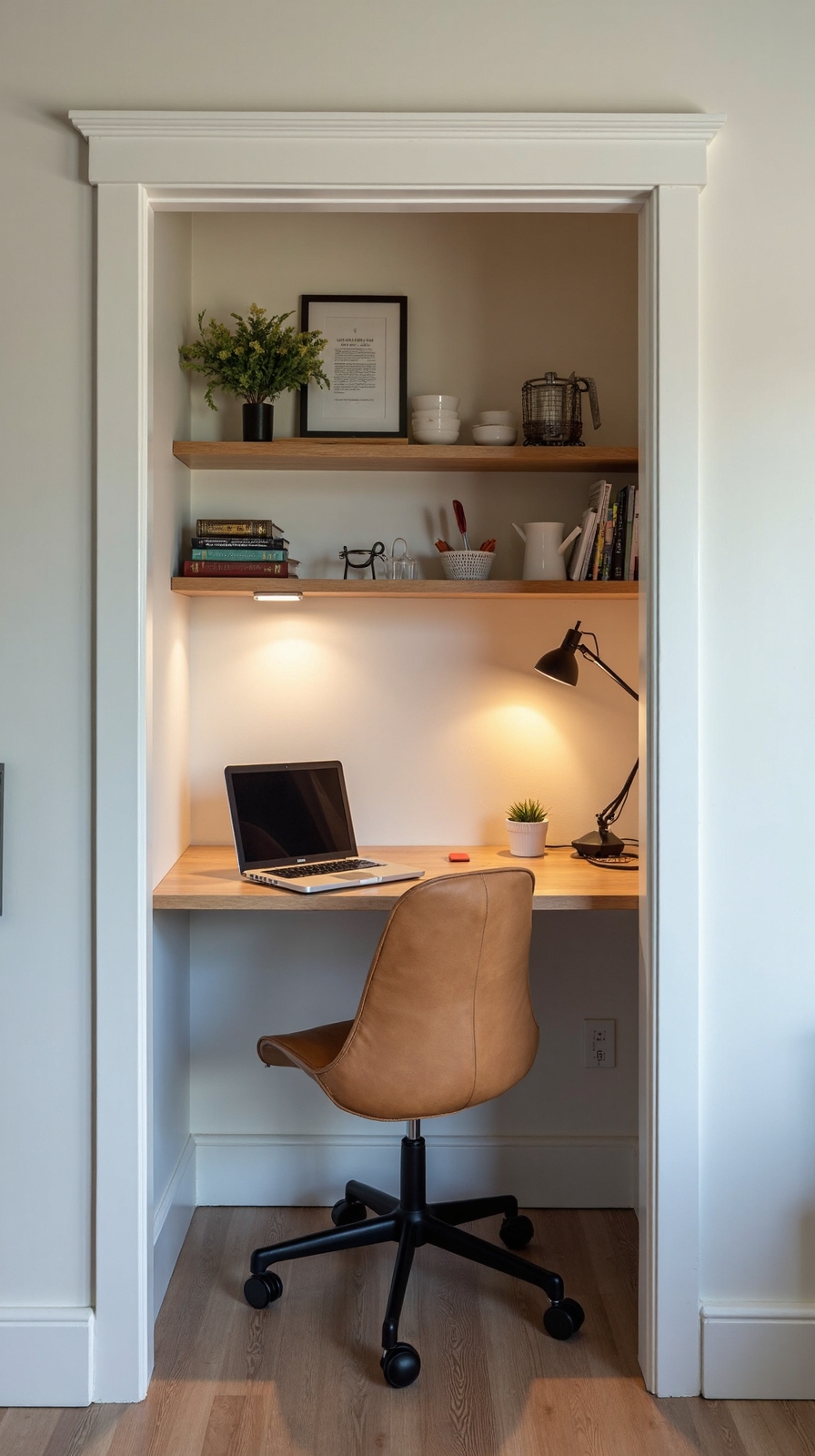 compact hidden workspace from closet