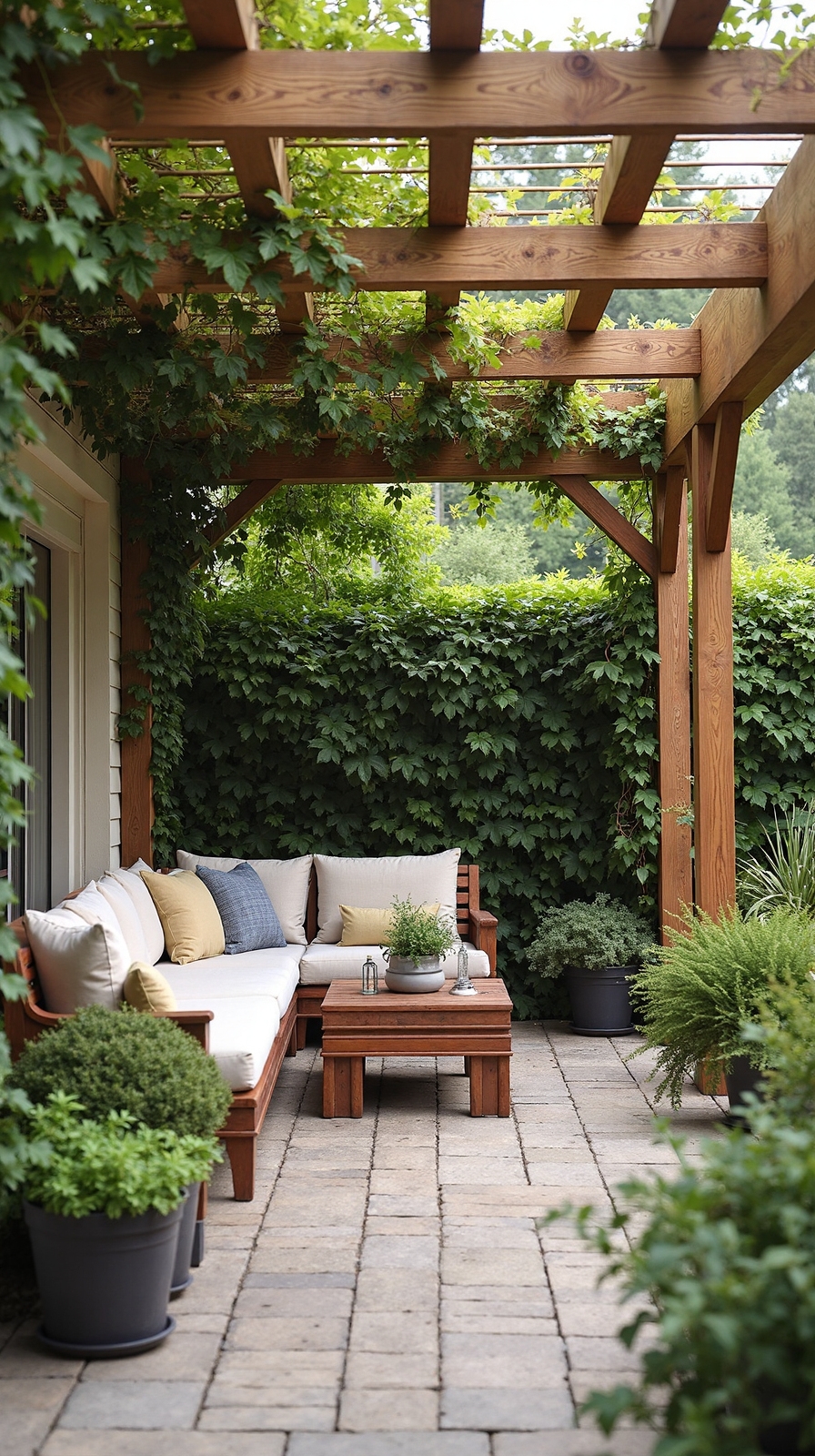 compact pergola creates cozy patio retreat