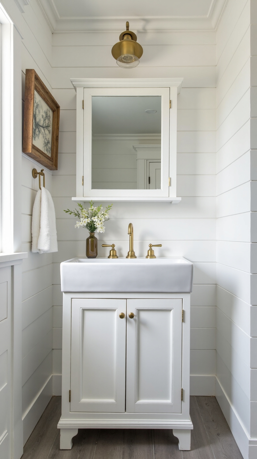 compact rustic farmhouse bathroom sink charm