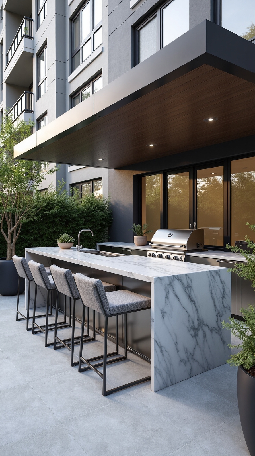 compact sophisticated functional transformative outdoor kitchen