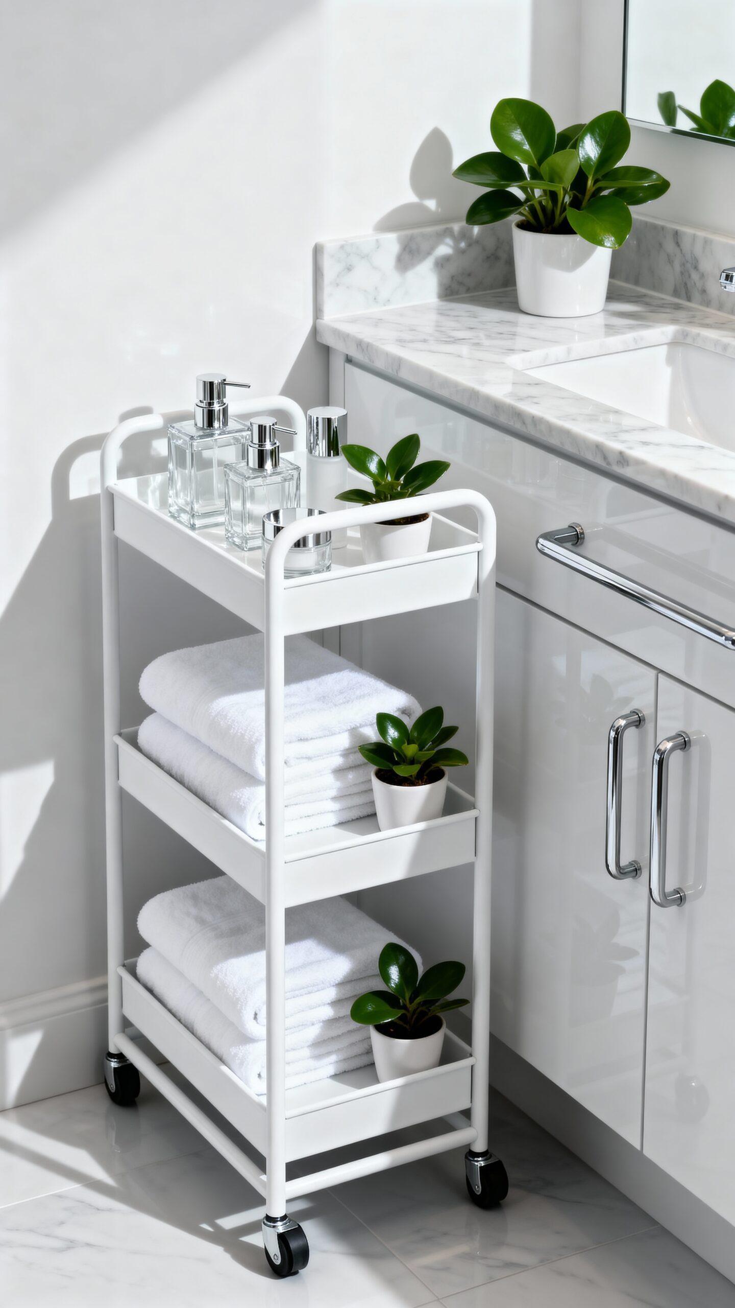 compact versatile organized bathroom storage