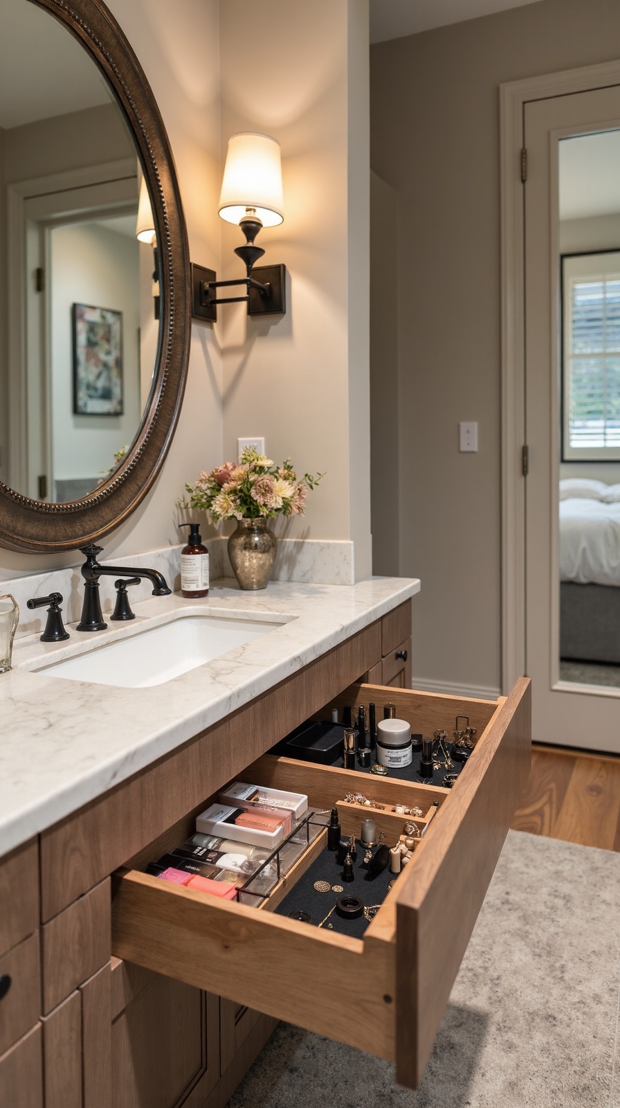 compact versatile organized illuminated vanity drawer