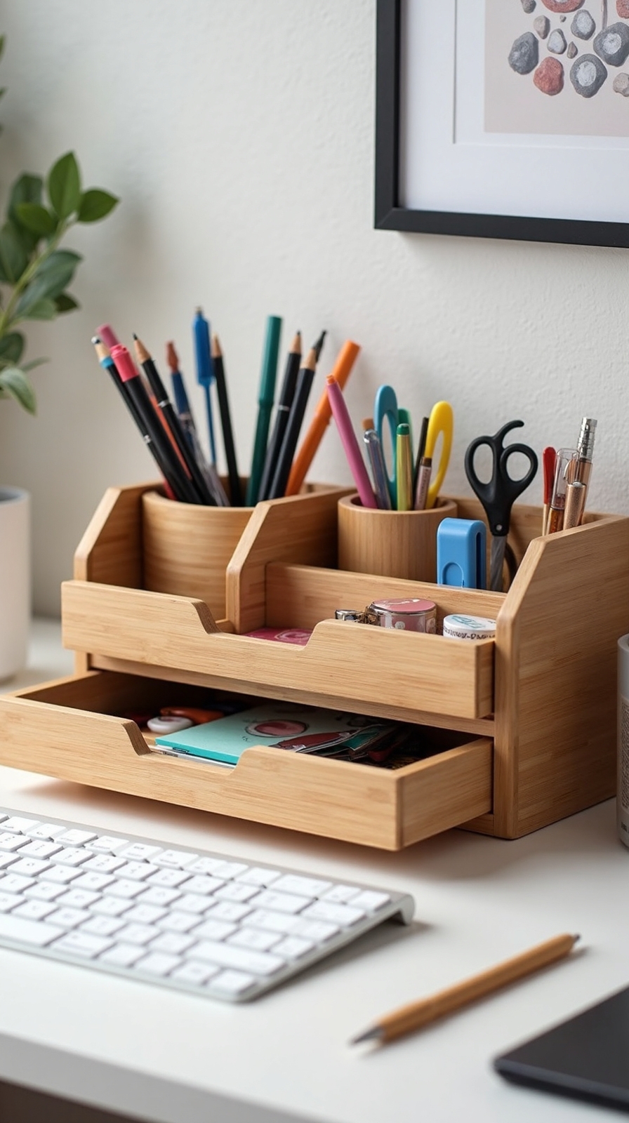 compartmentalized desktop organization for small essentials