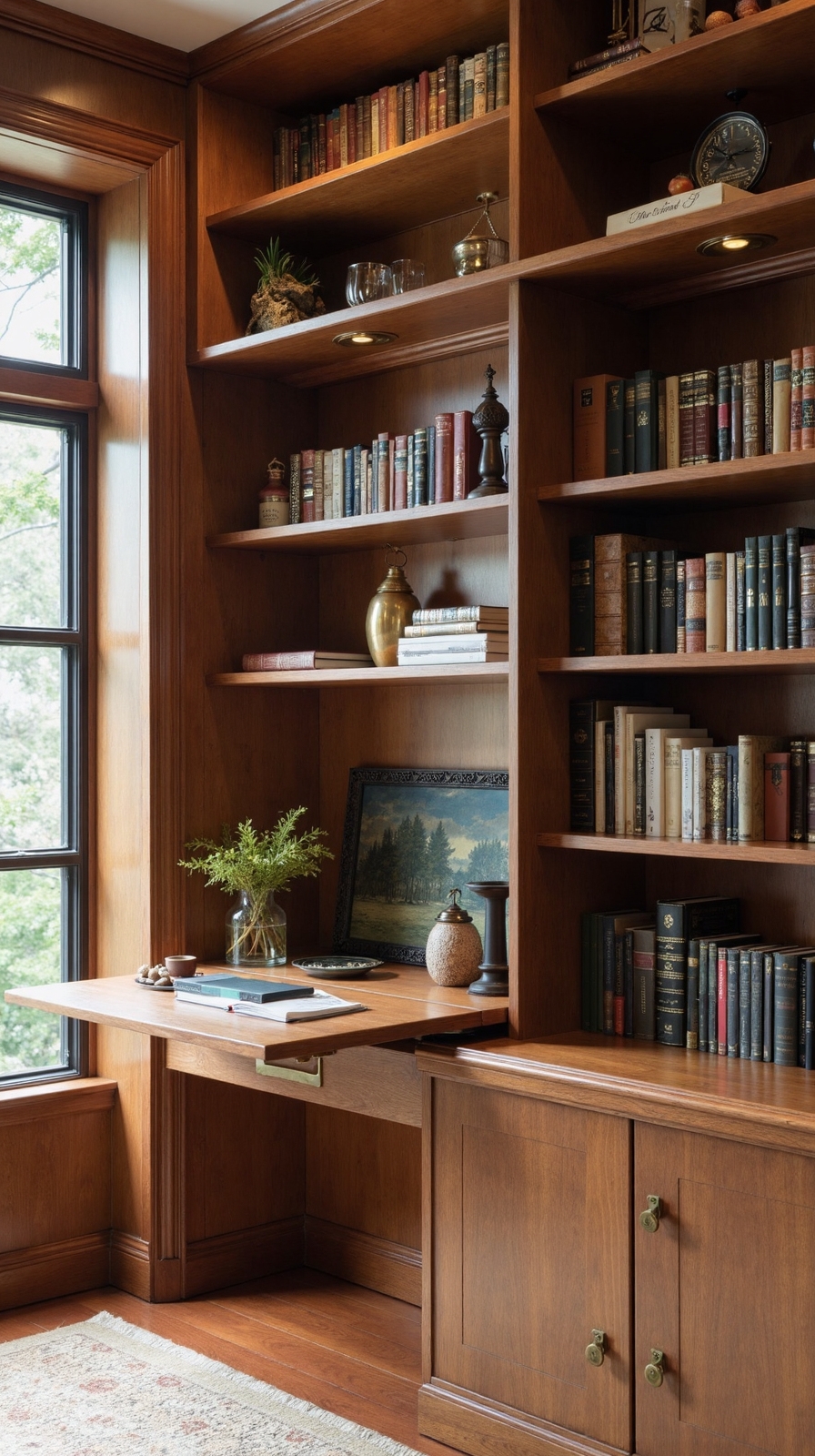 concealed desk covert bookcase workspace