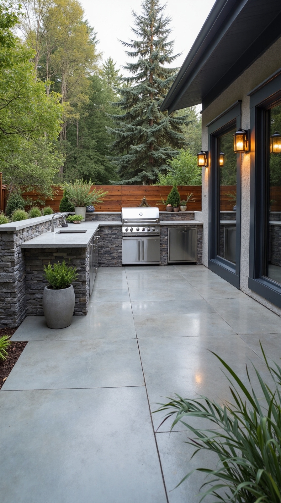 concrete patio outdoor kitchen entertaining delight