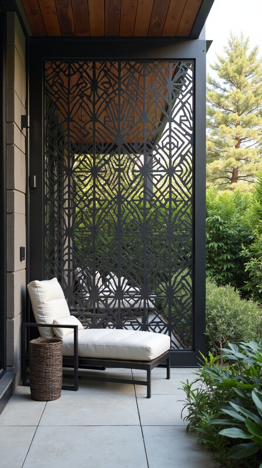 contemporary geometric metal screens