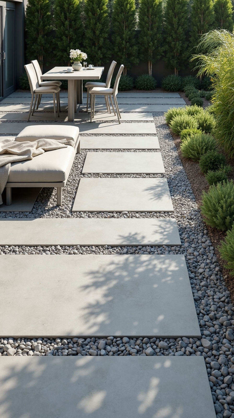contemporary gravel stone patio textures