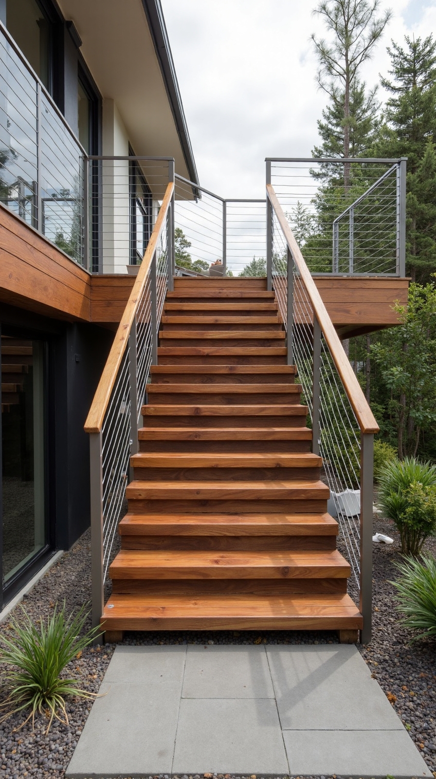 contemporary outdoor timber steps
