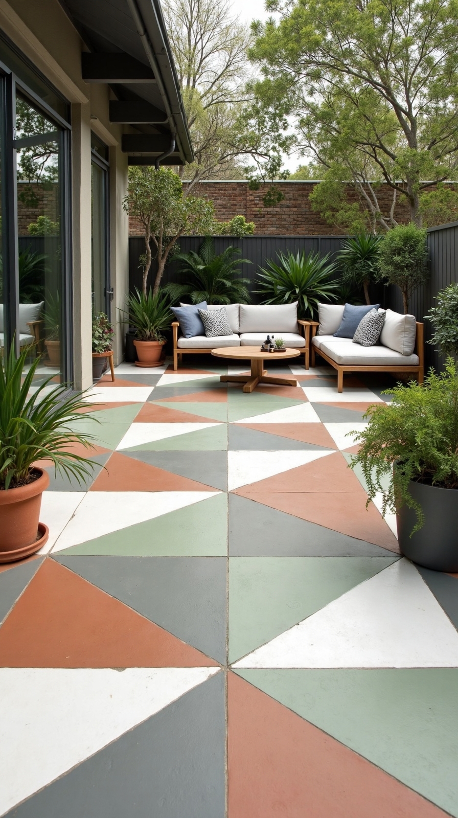 contemporary patio concrete painting designs