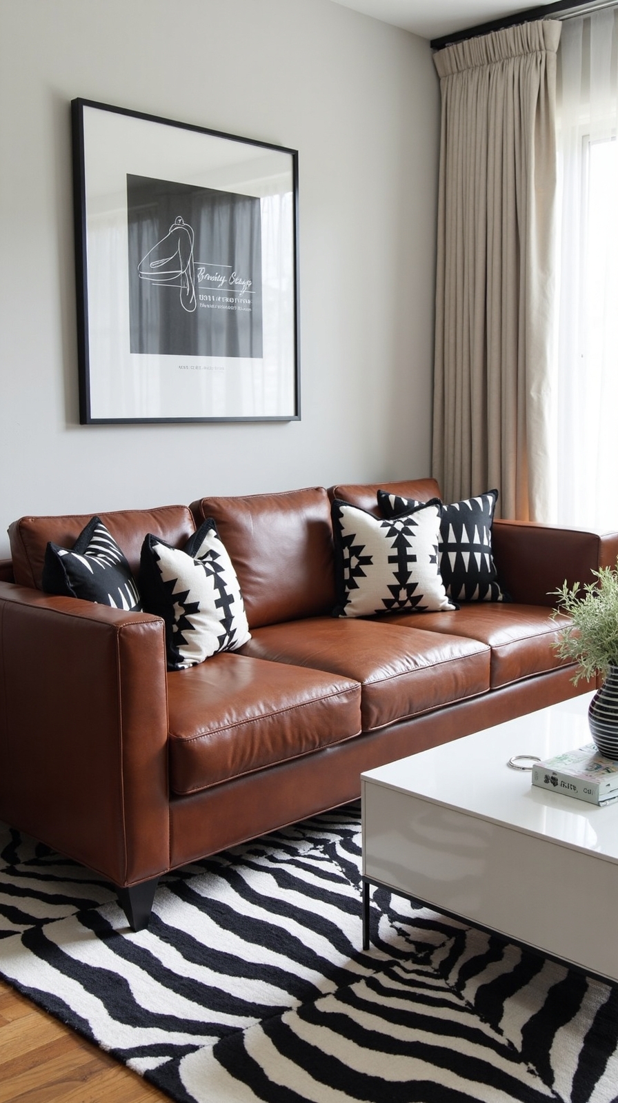 contrast accents elevate brown leather