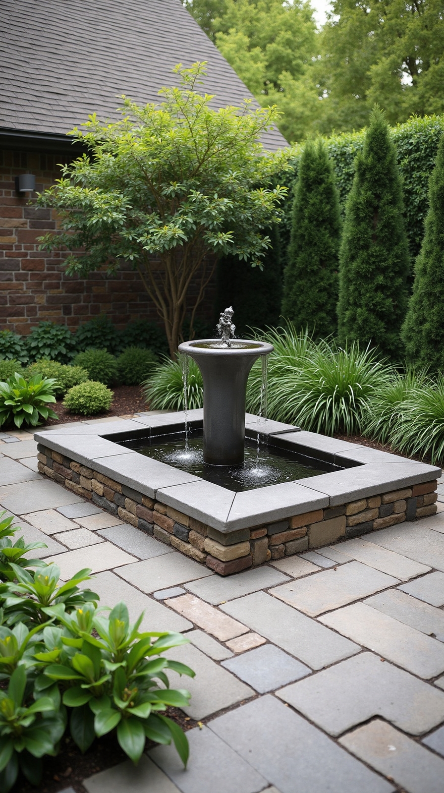 corner water feature focal point