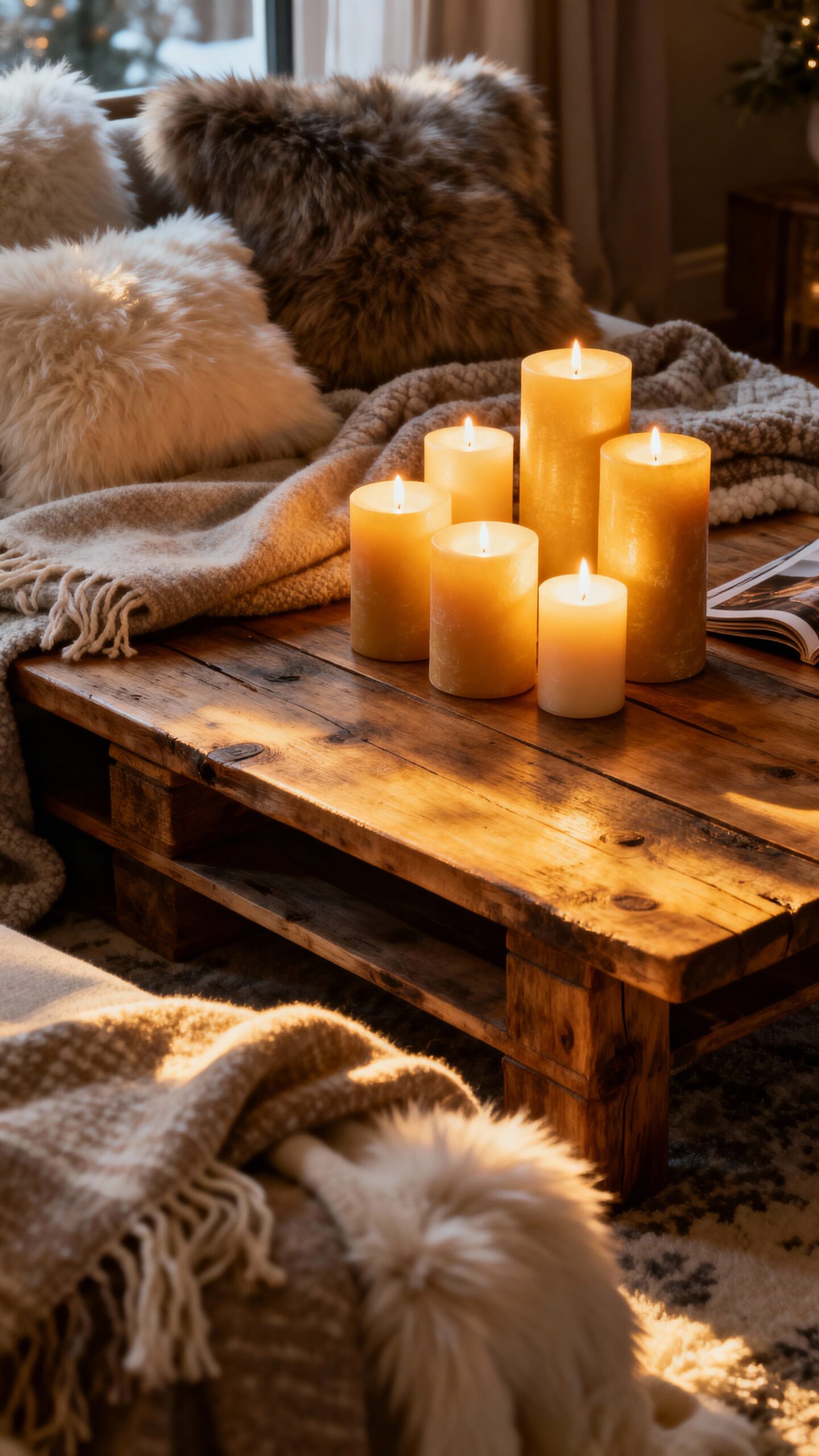 cozy ambiance through candle displays