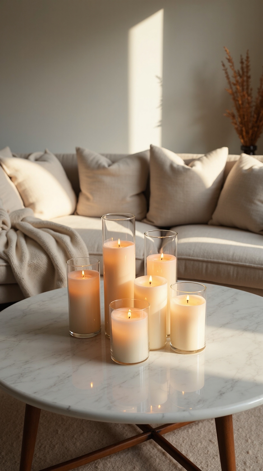 cozy ambiance through strategic candle placement