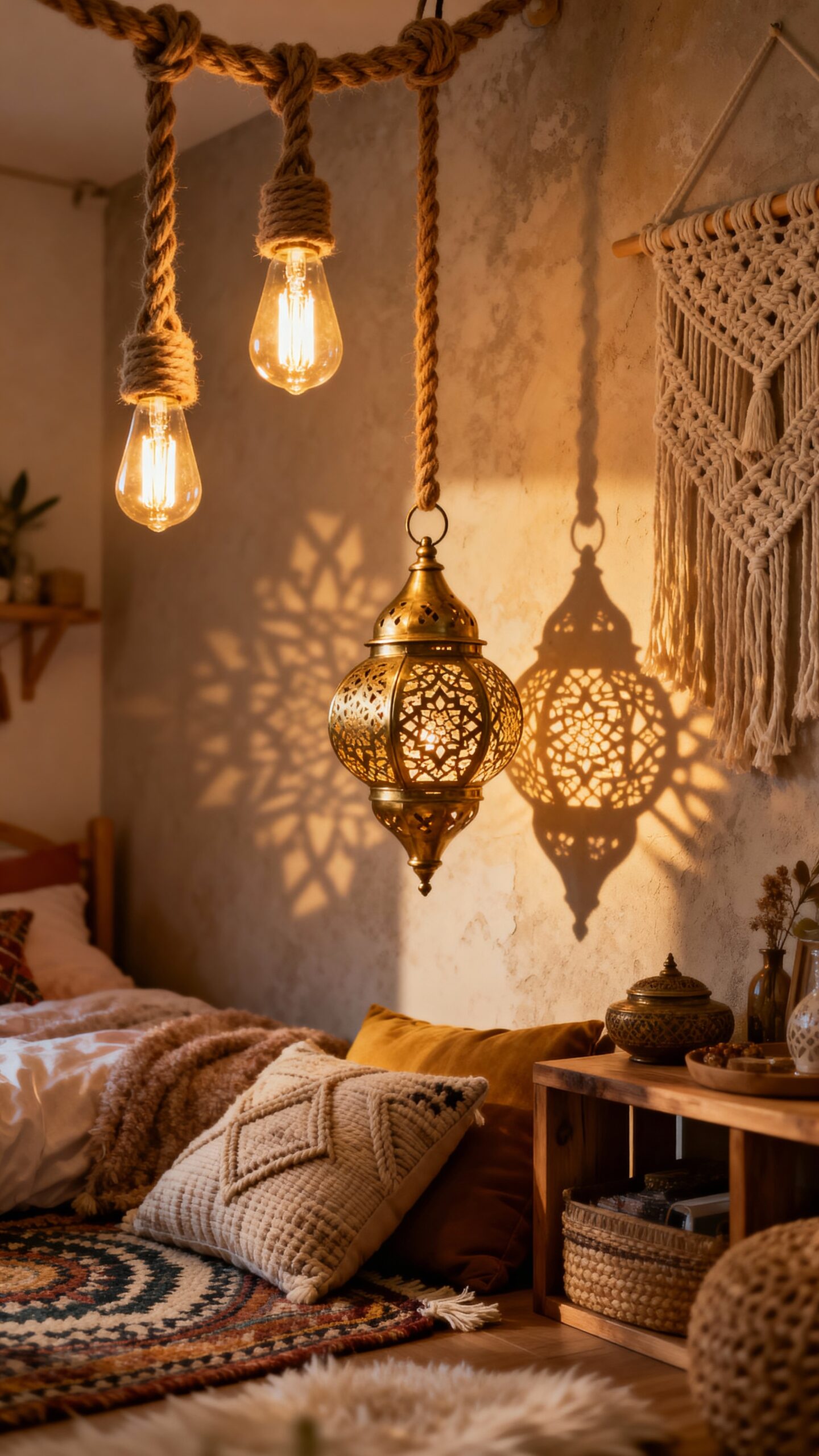 cozy ambient bohemian layered lighting
