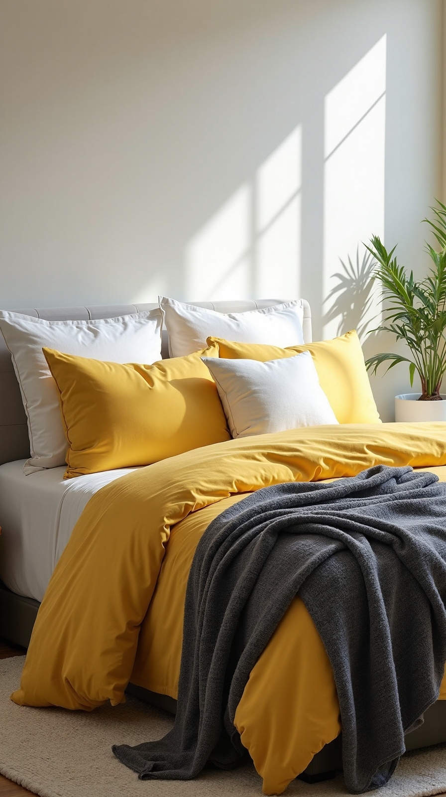 cozy balanced yellow bedding ensemble