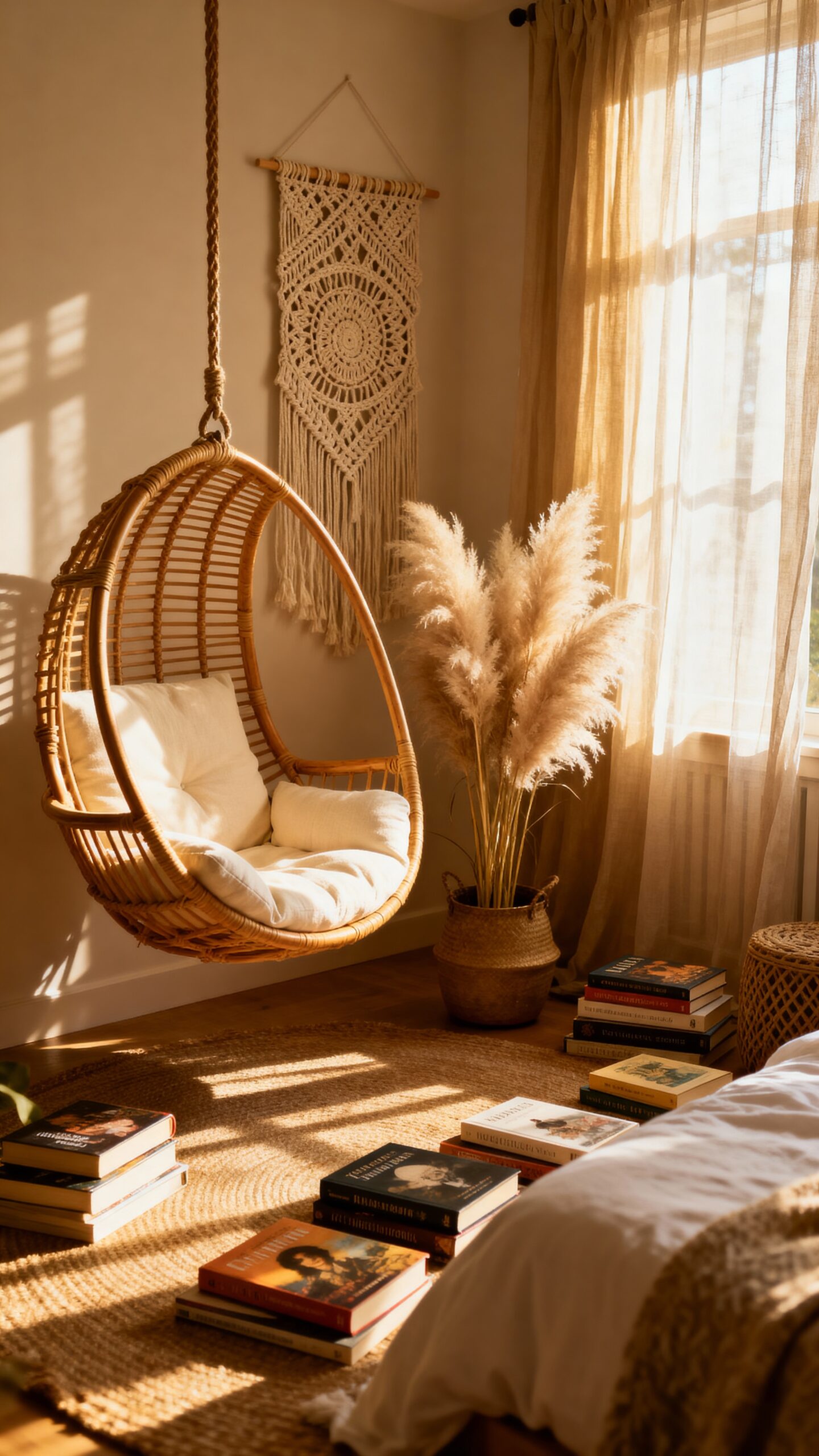 cozy bohemian reading nook