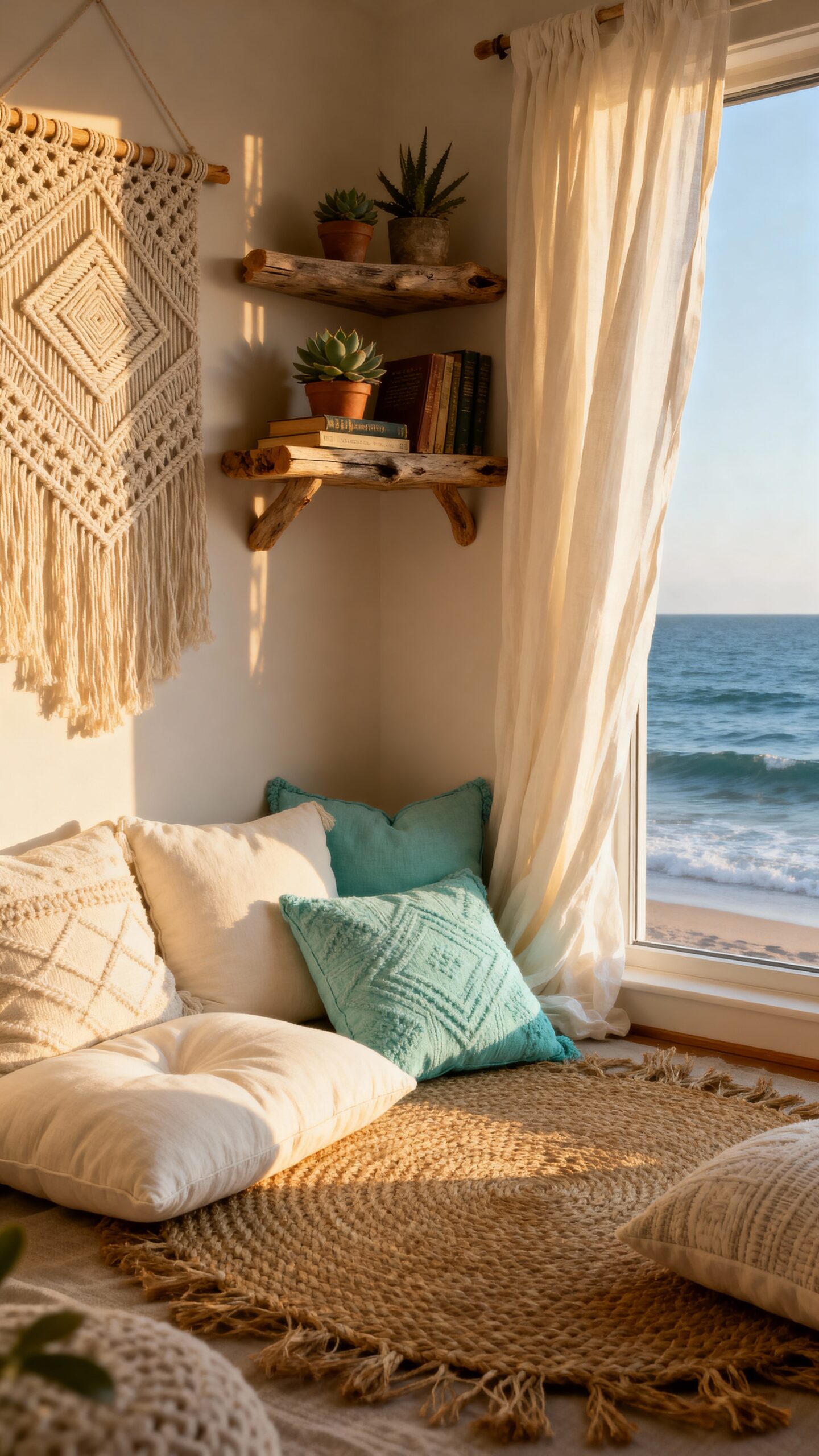 cozy boho coastal reading retreat