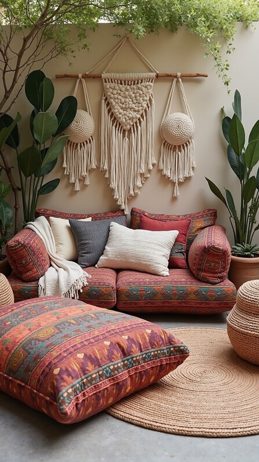 cozy boho relaxed intimate floor seating