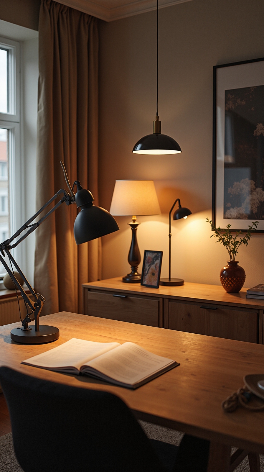 cozy bright home office lighting