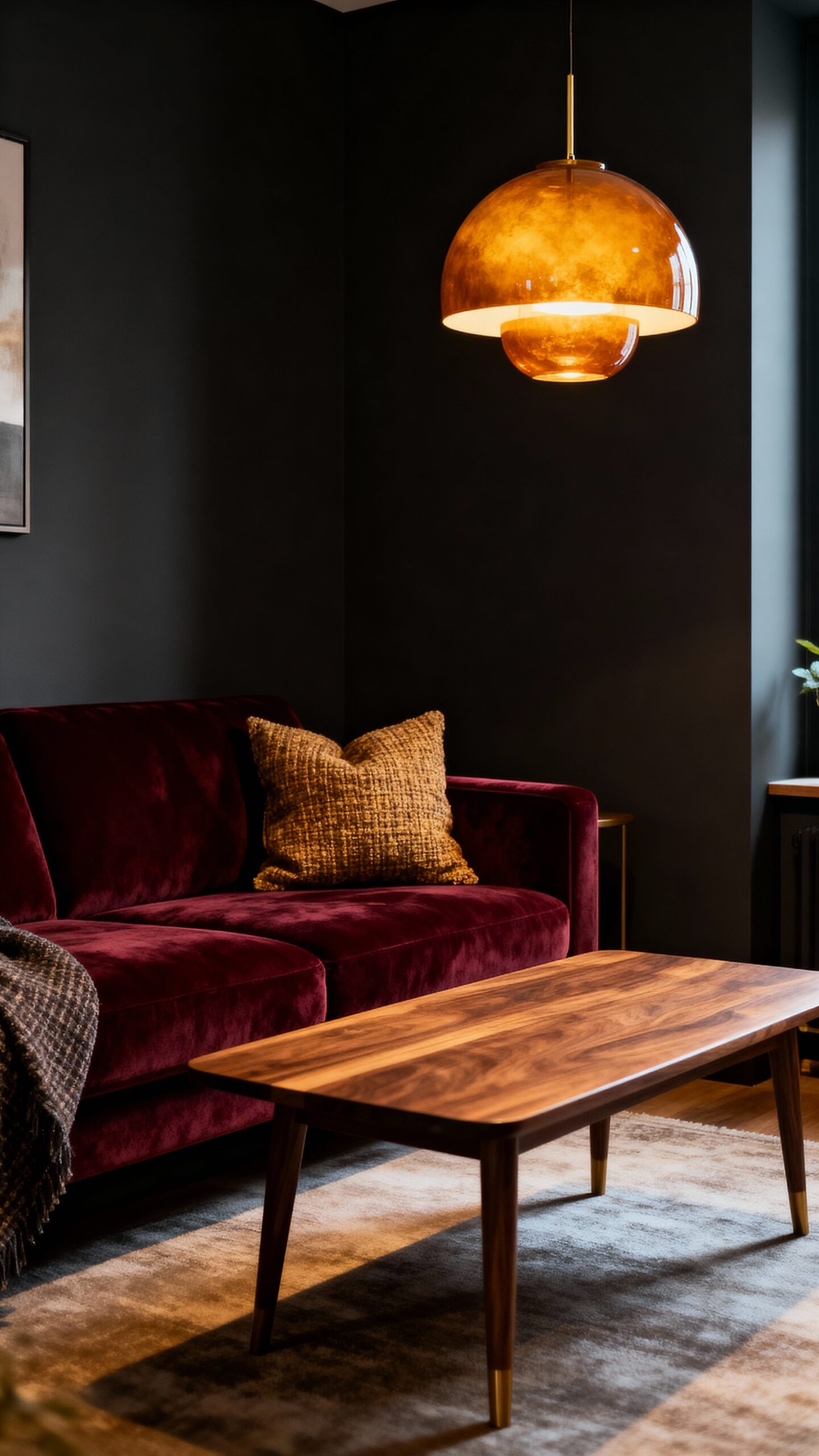 cozy burgundy wood living retreat