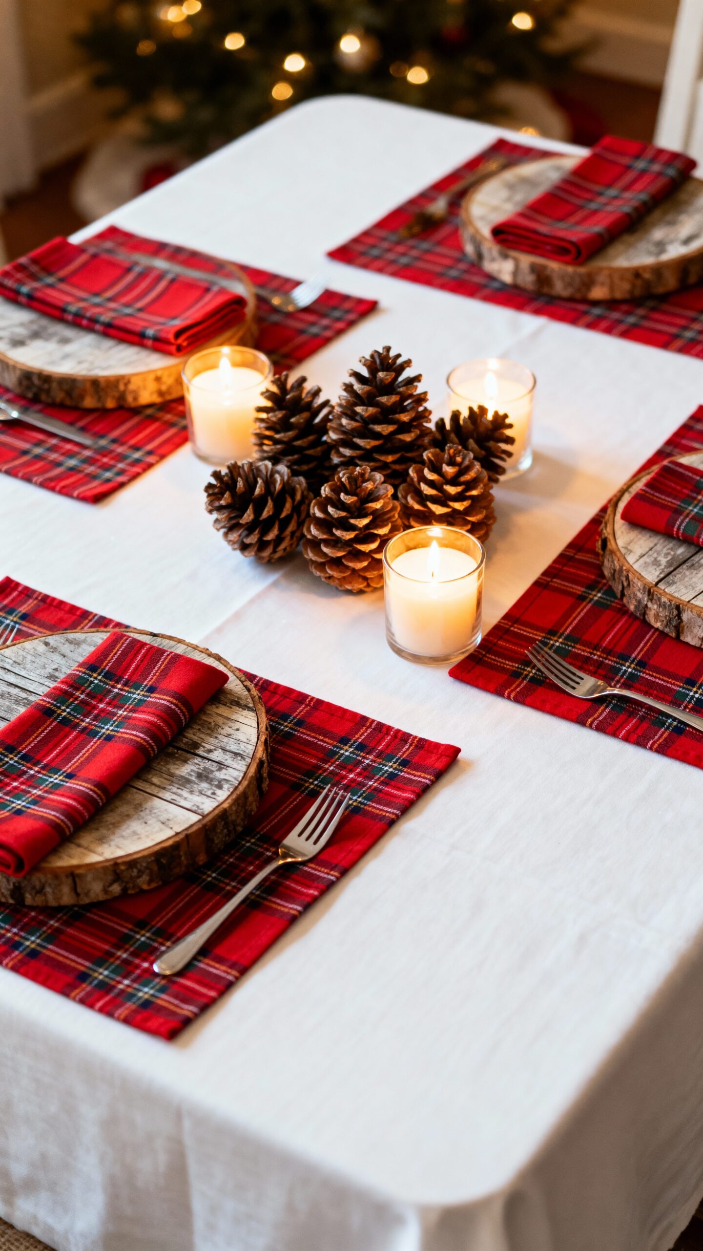 cozy cabin inspired winter table settings