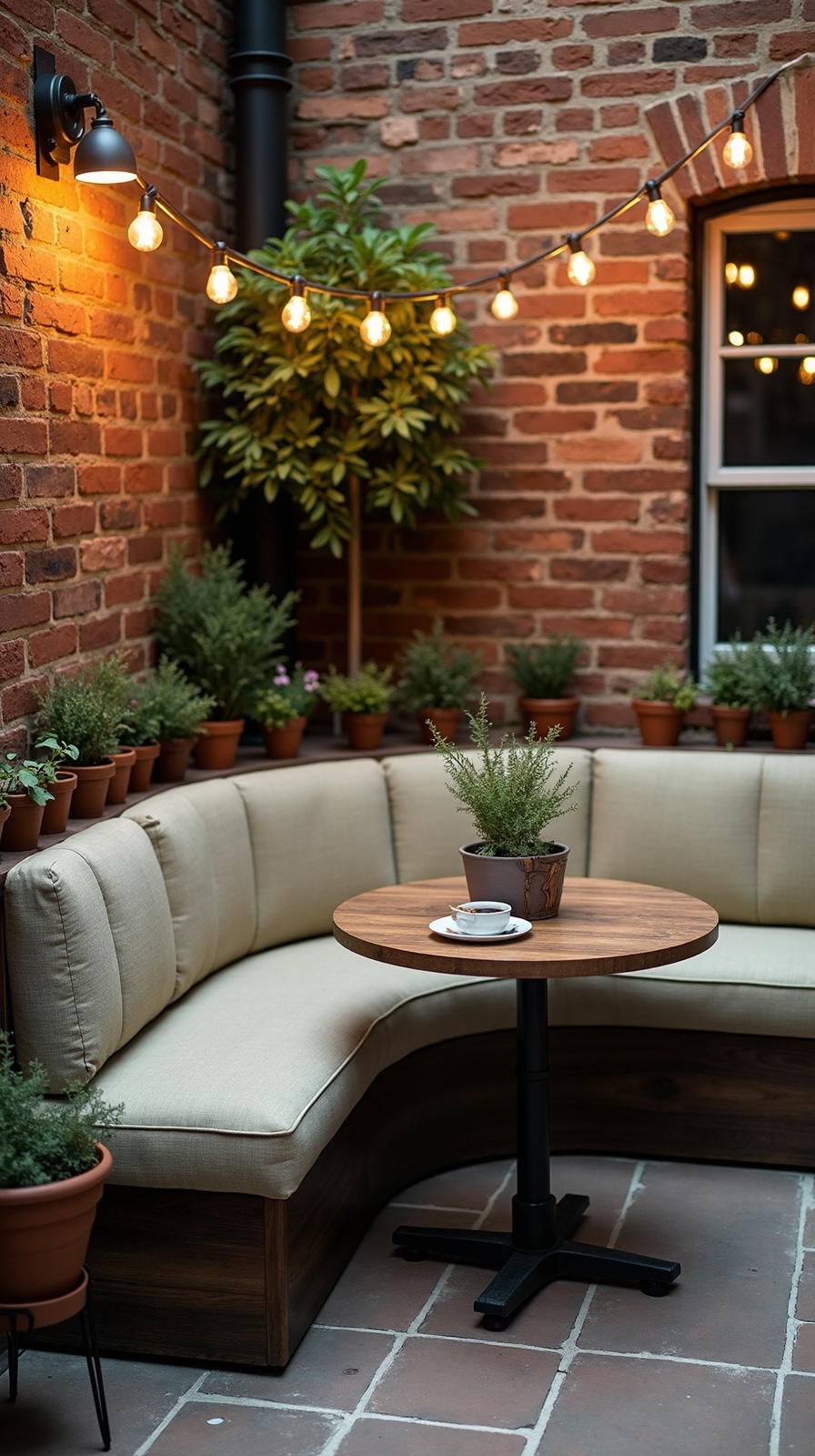 cozy curved patio conversation seating