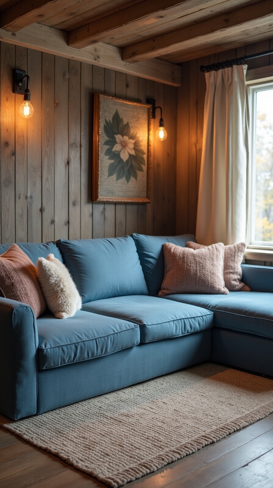 cozy denim living room relaxation