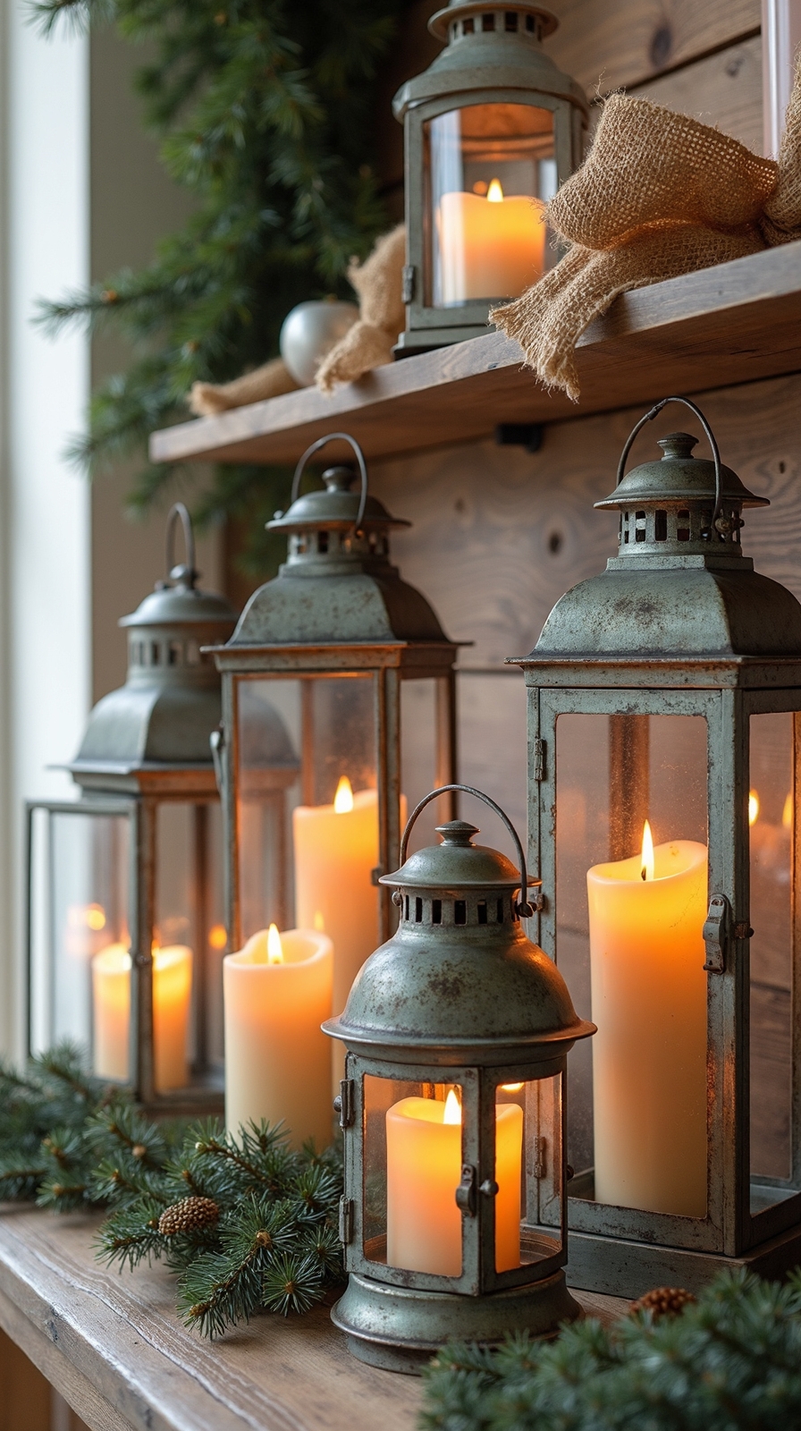 cozy farmhouse ambiance with lanterns