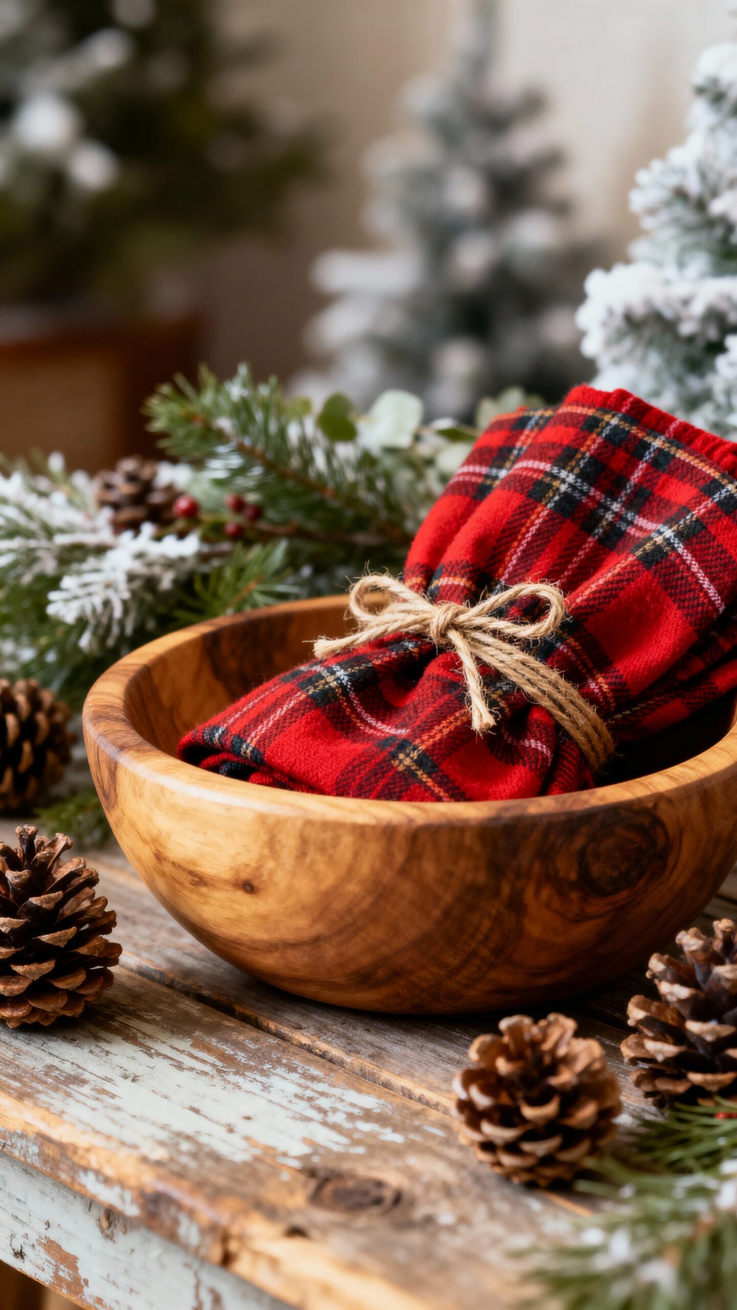 cozy farmhouse plaid fabric decor