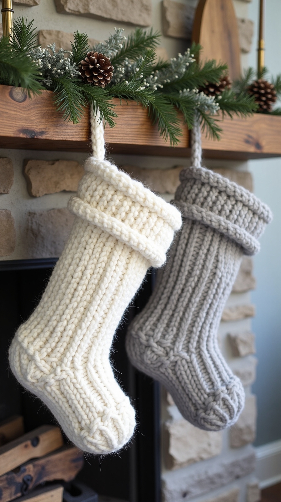 cozy farmhouse winter mantel display