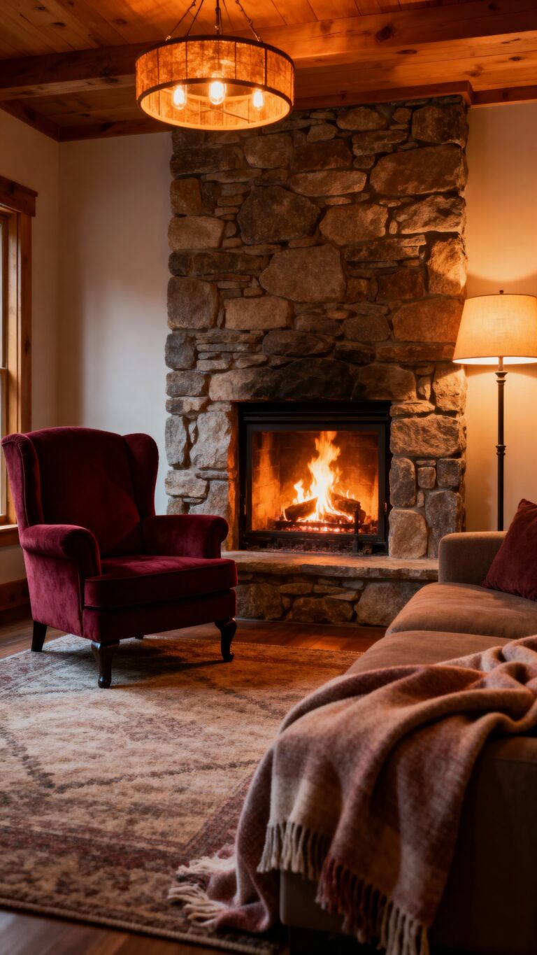 cozy fireside living room ambiance