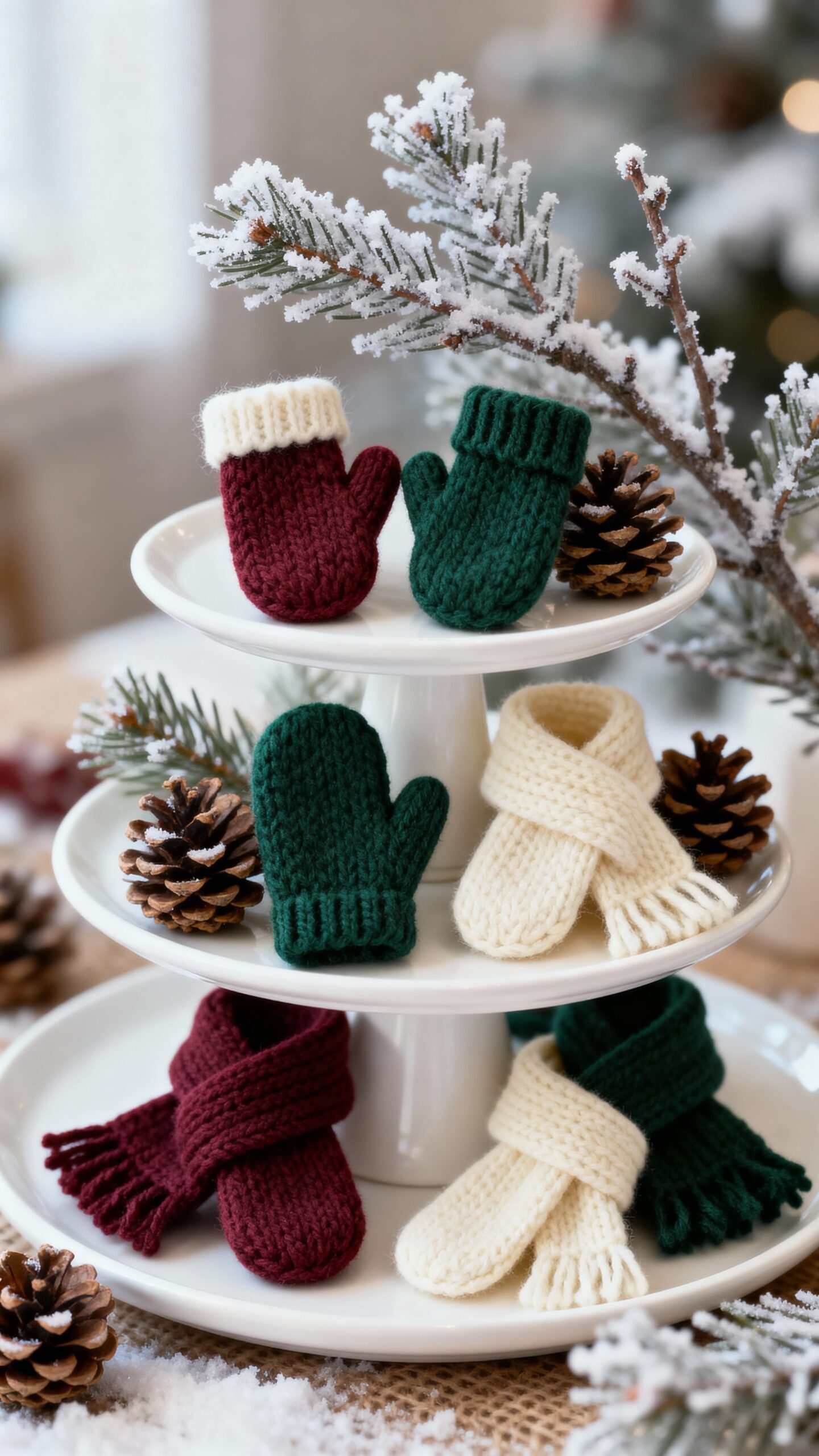 cozy handmade winter textile display