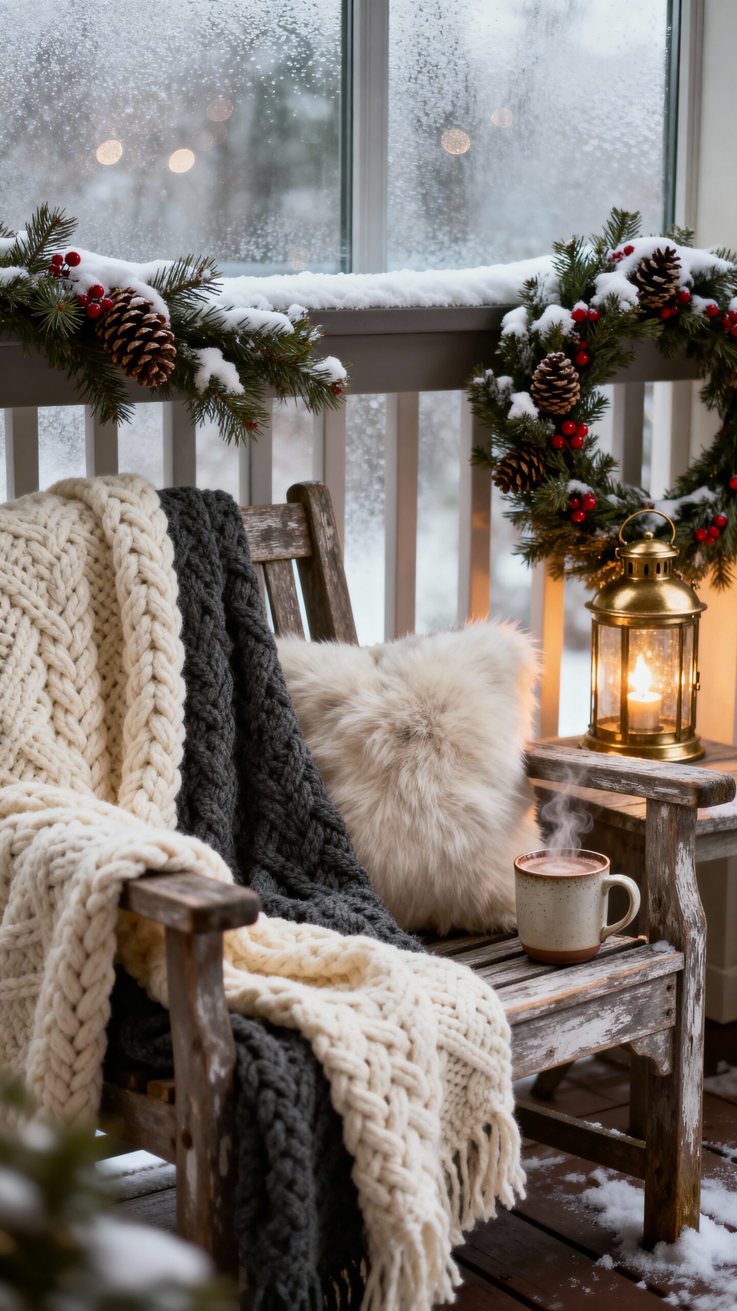 cozy layered porch winter retreat