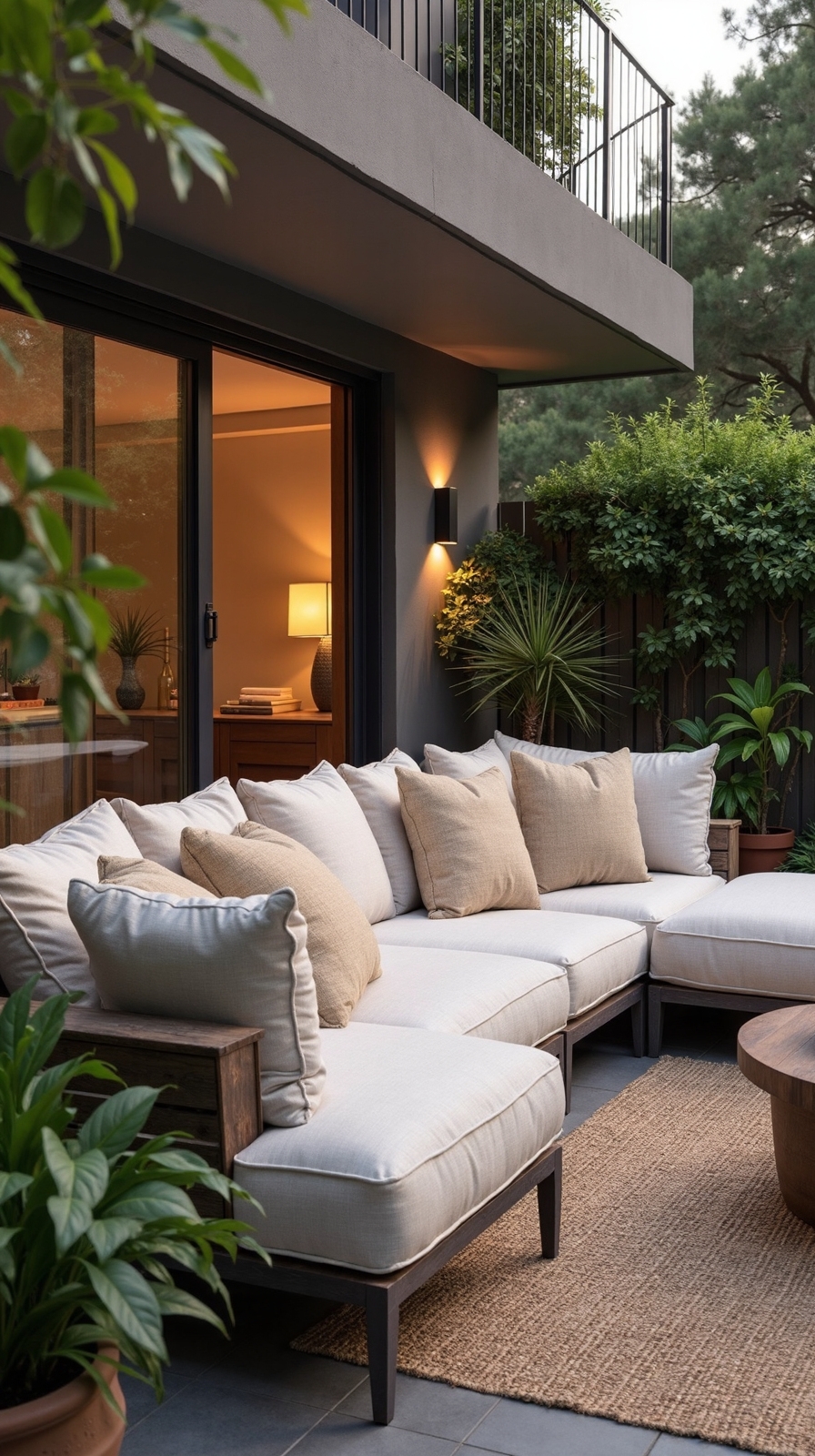 cozy layered practical outdoor oasis
