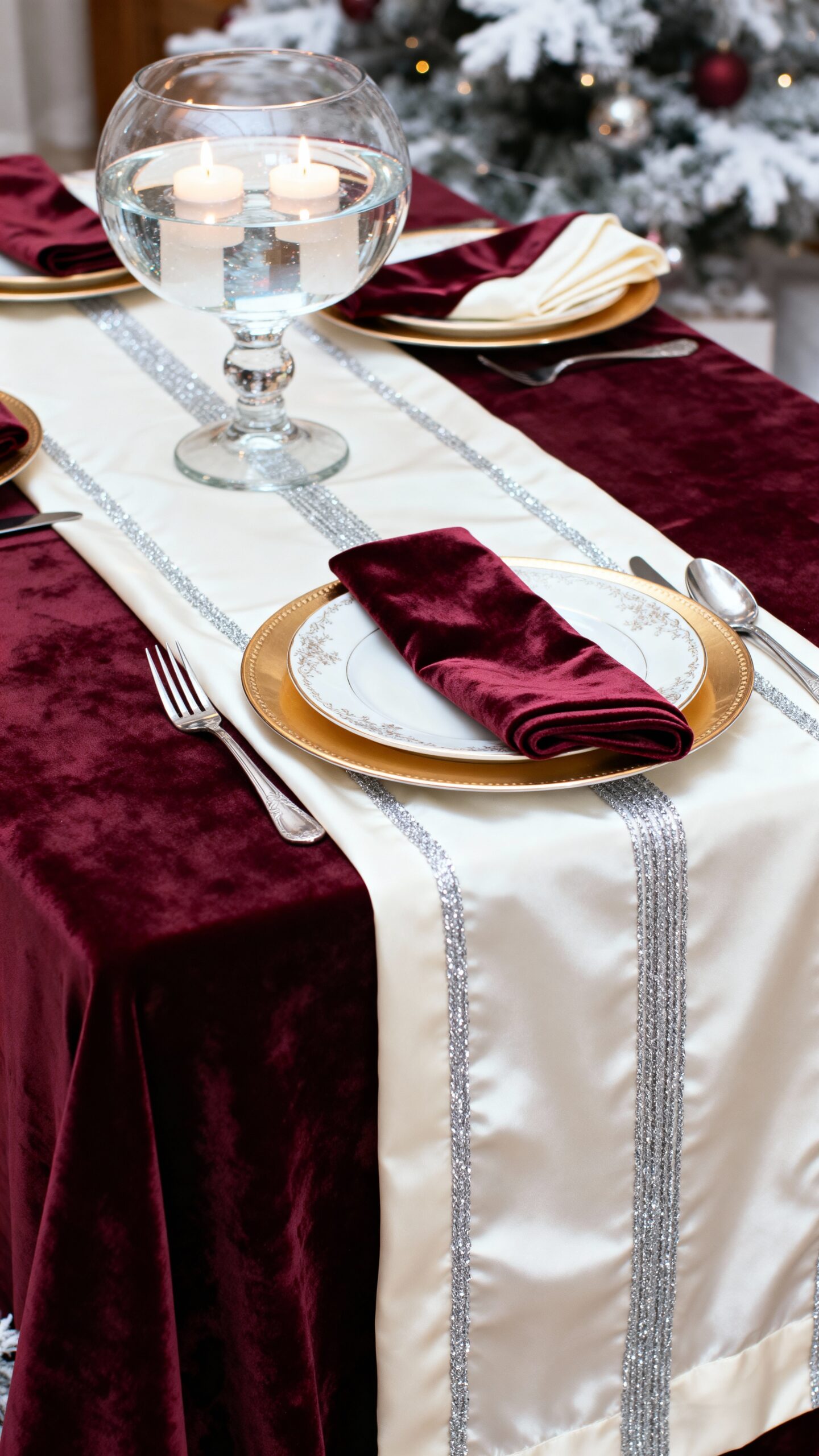 cozy layered textured winter tablescape