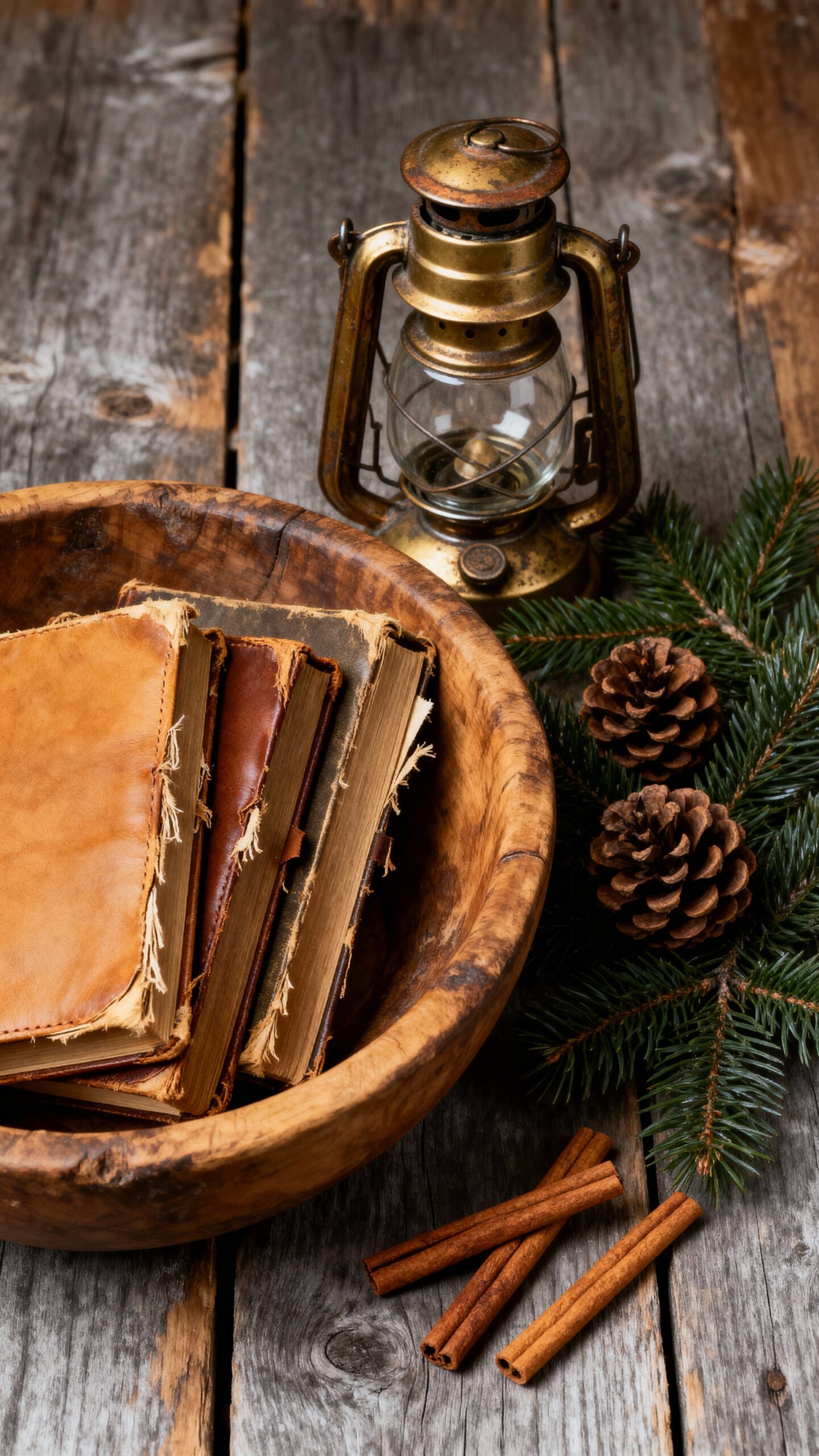 cozy literary vintage winter display