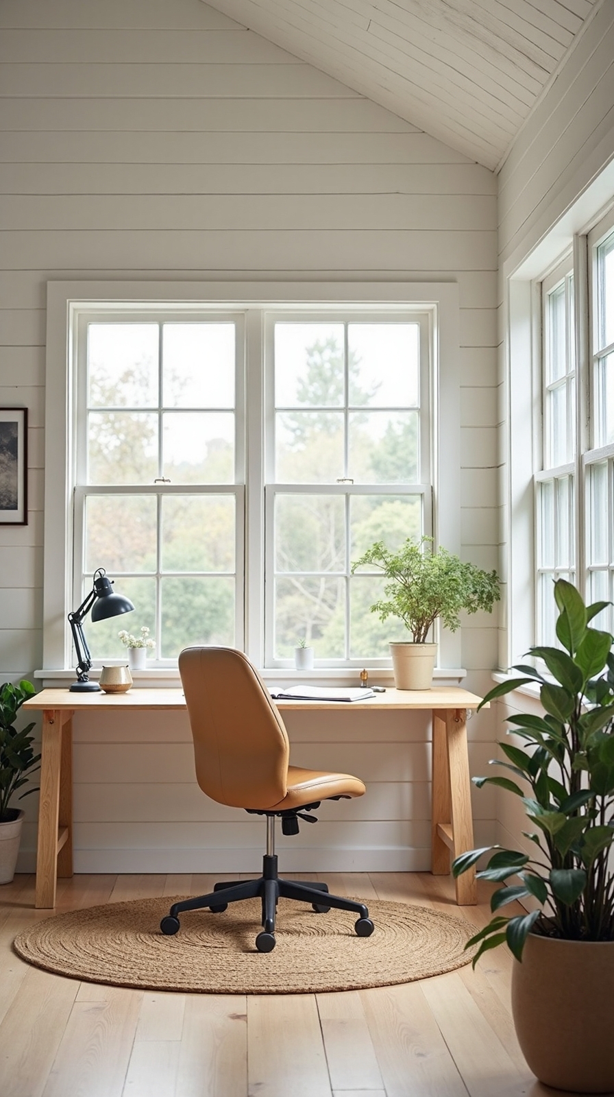 cozy minimalist nature inspired scandinavian workspace