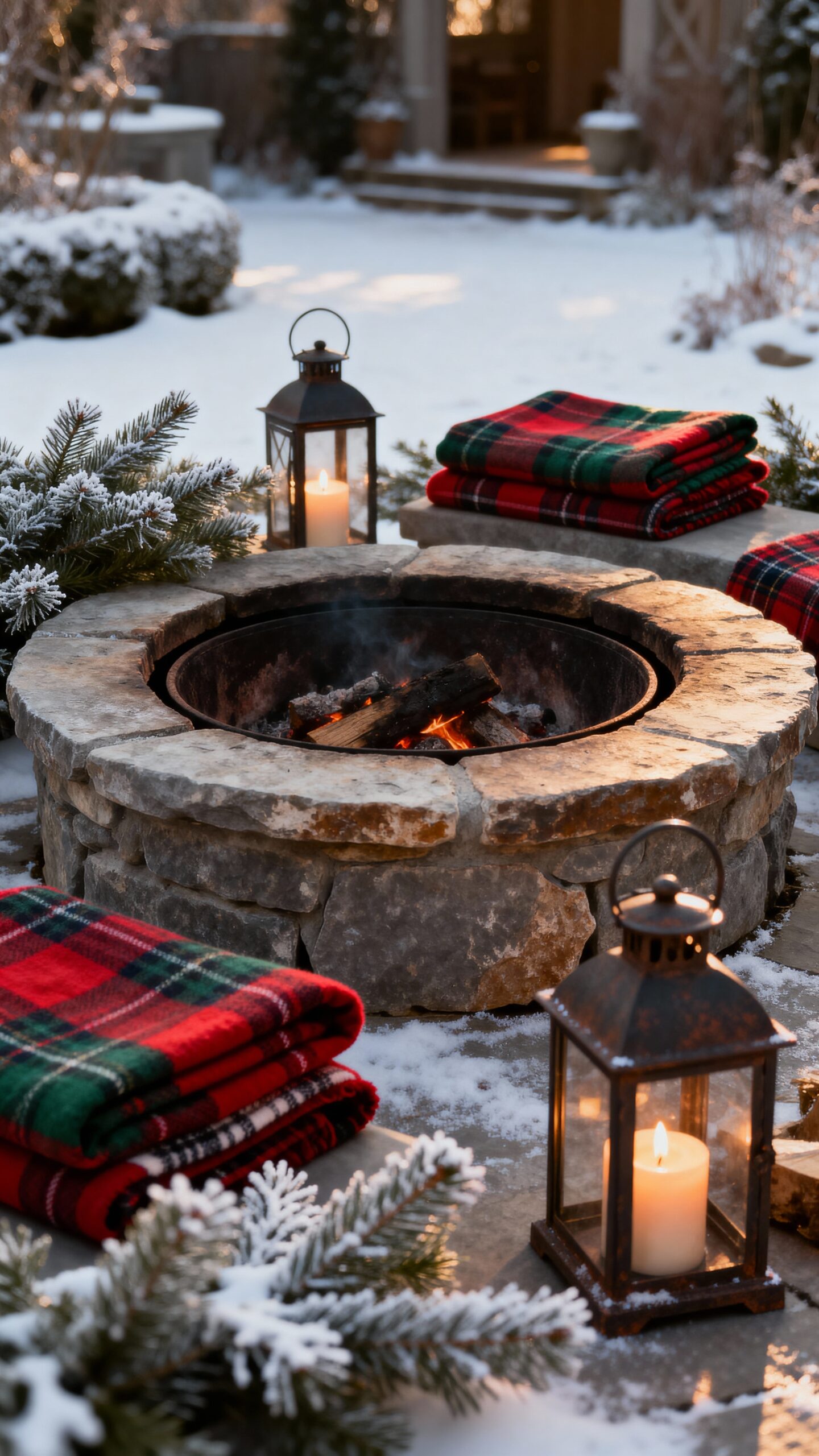 cozy outdoor fire features warmth