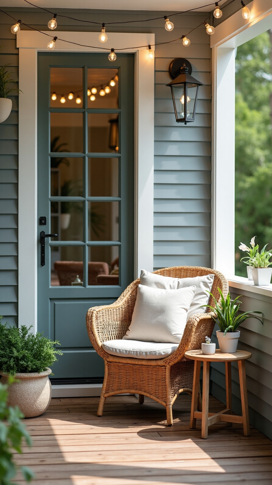 cozy outdoor reading nook in corner