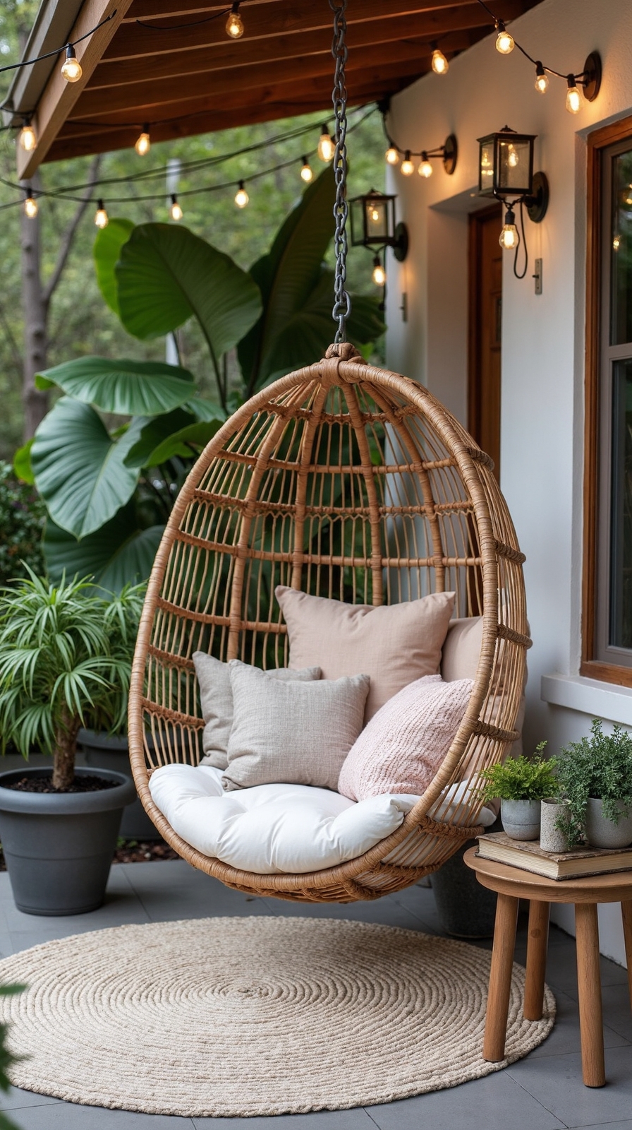 cozy outdoor reading sanctuary with swings
