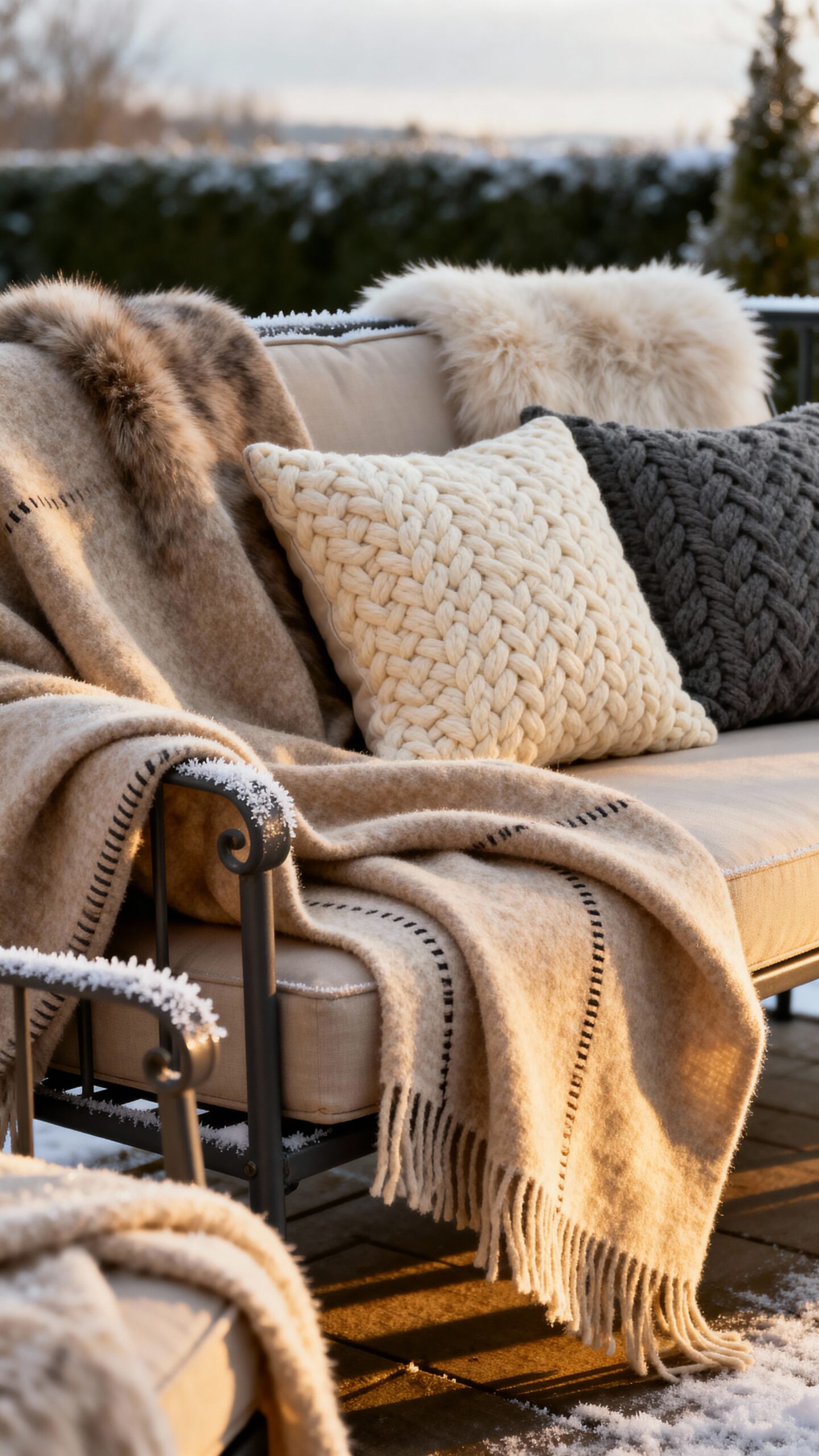 cozy outdoor winter furnishings styling