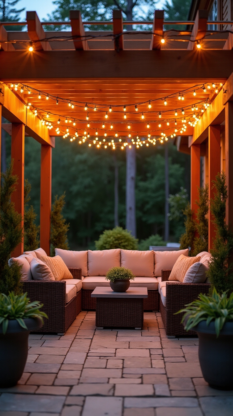 cozy patio evening string lights