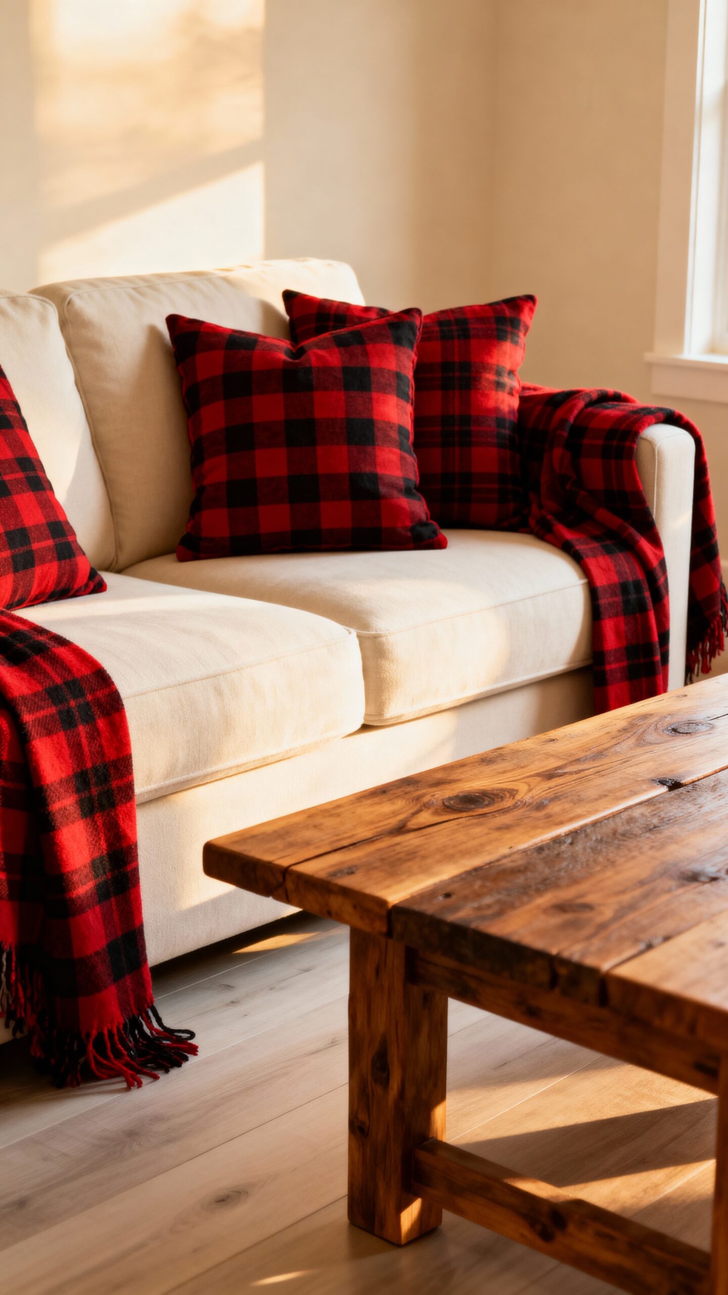 cozy plaid accented living spaces