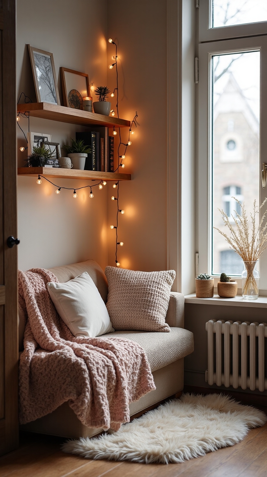 cozy reading nook with furnishings