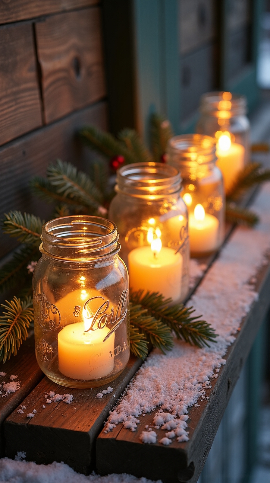 cozy rustic charming winter luminaries