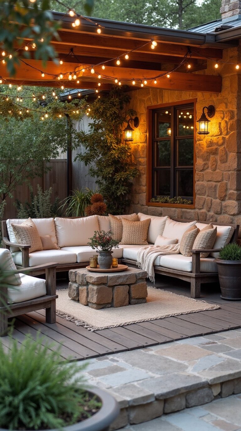 cozy rustic outdoor patio charm