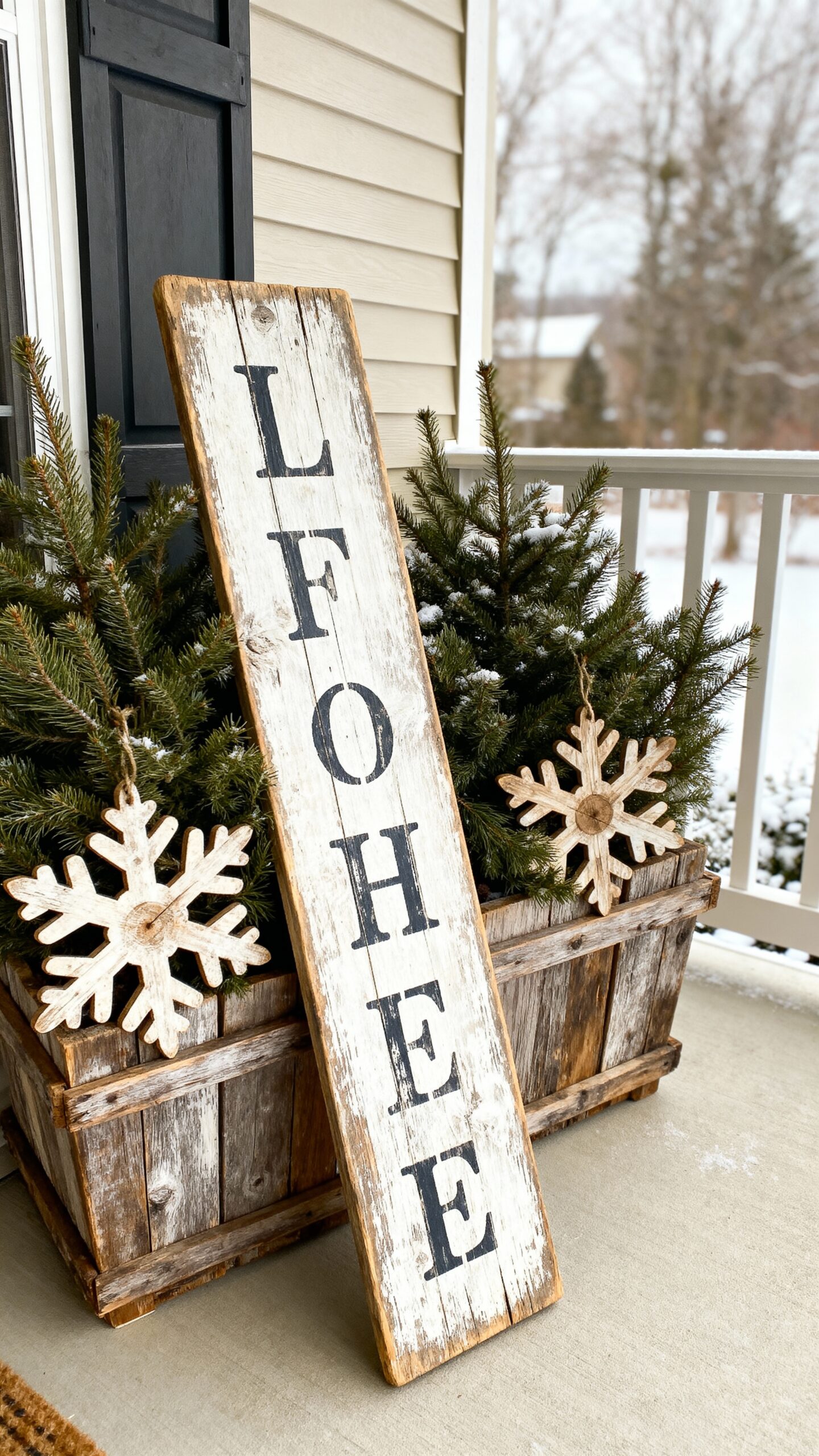 cozy rustic winter porch decor