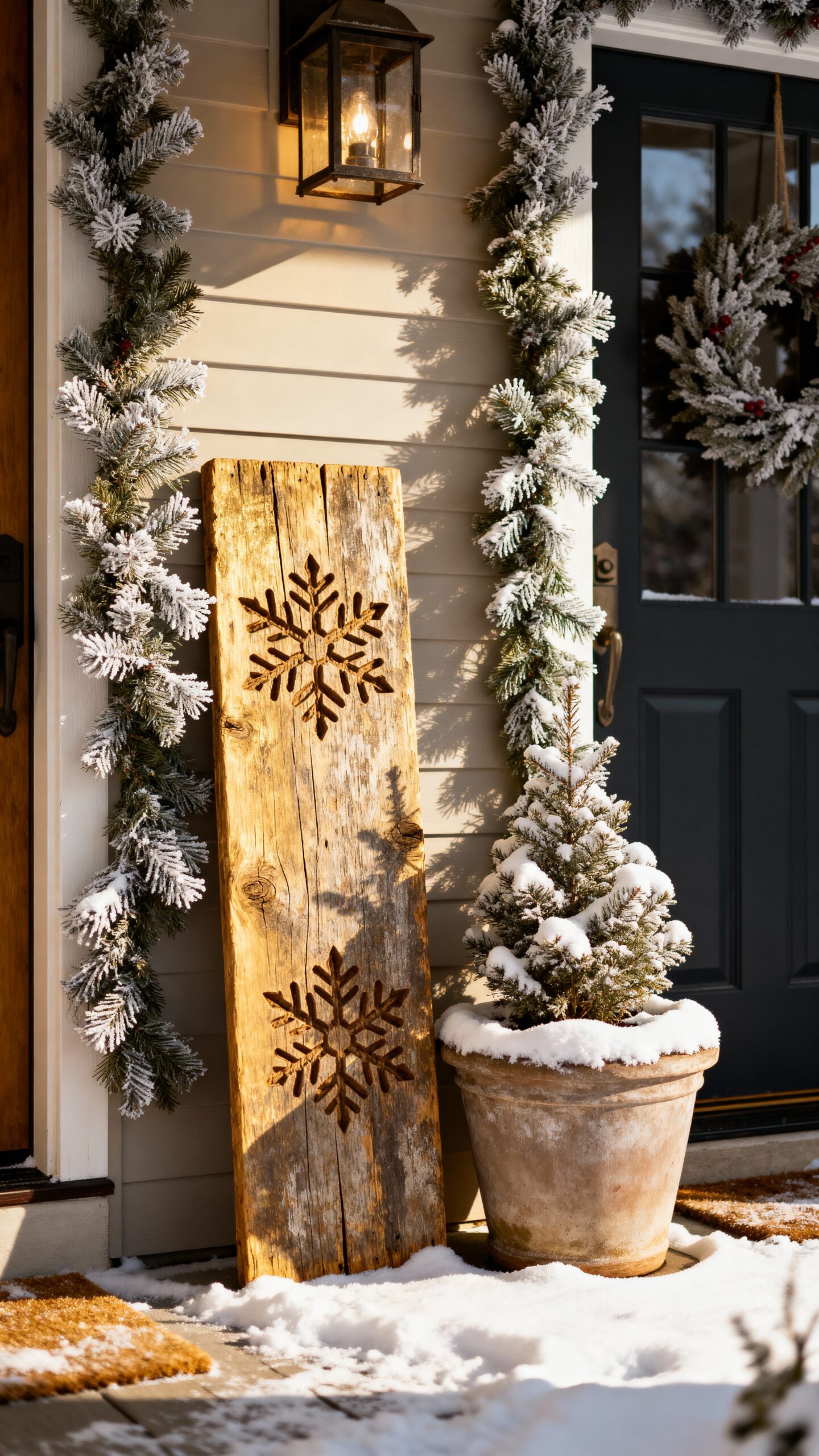 cozy rustic winter porch decor