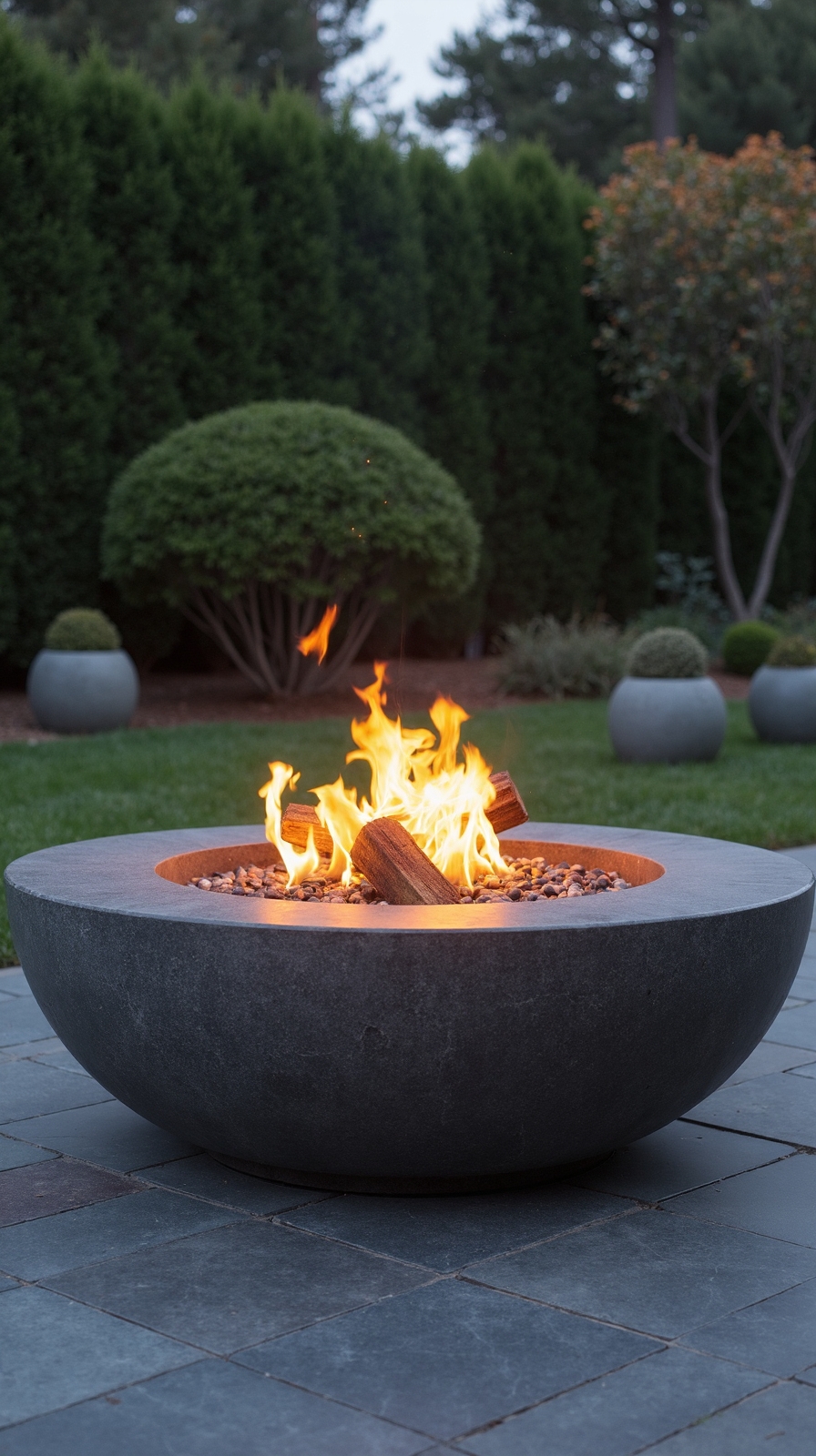 cozy slate fire pit gathering